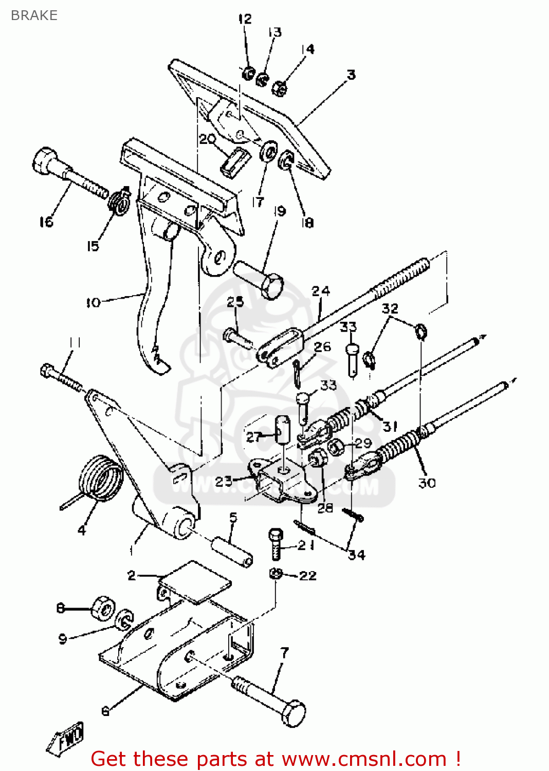 Yamaha G1-e2 Golf Car 1981 Brake - schematic partsfiche yamaha golf cart parts diagram melex wiring 