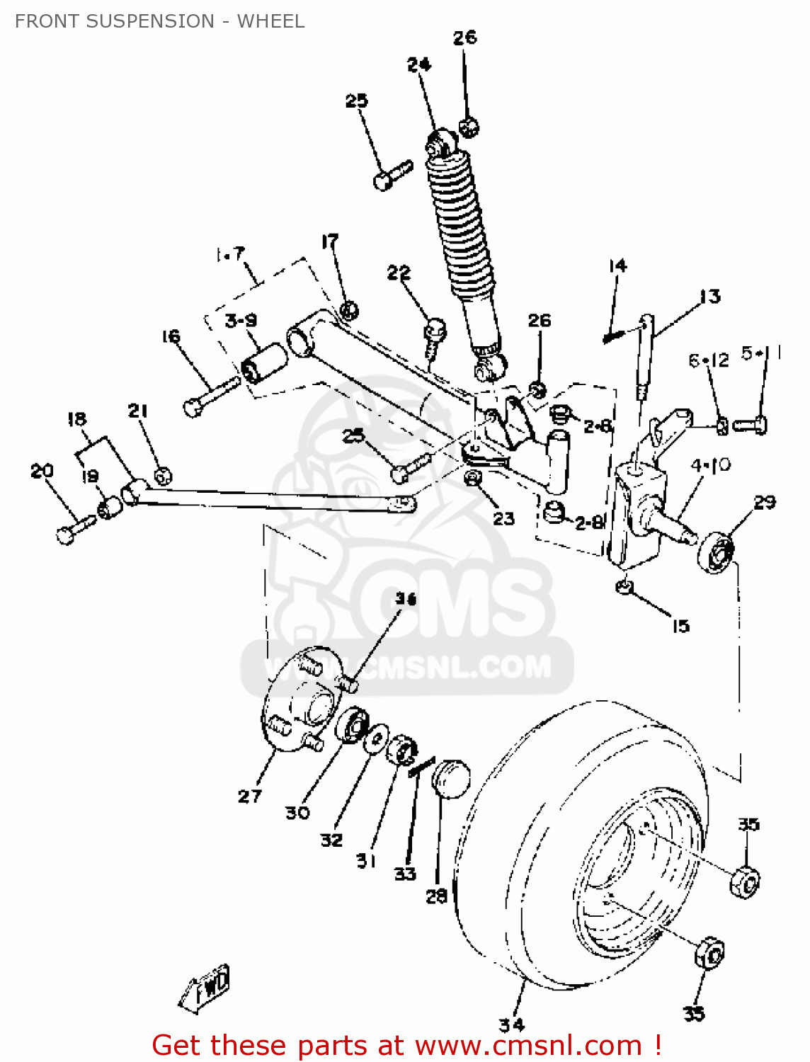 Yamaha G1-E2 GOLF CAR 1981 FRONT SUSPENSION - WHEEL - buy original