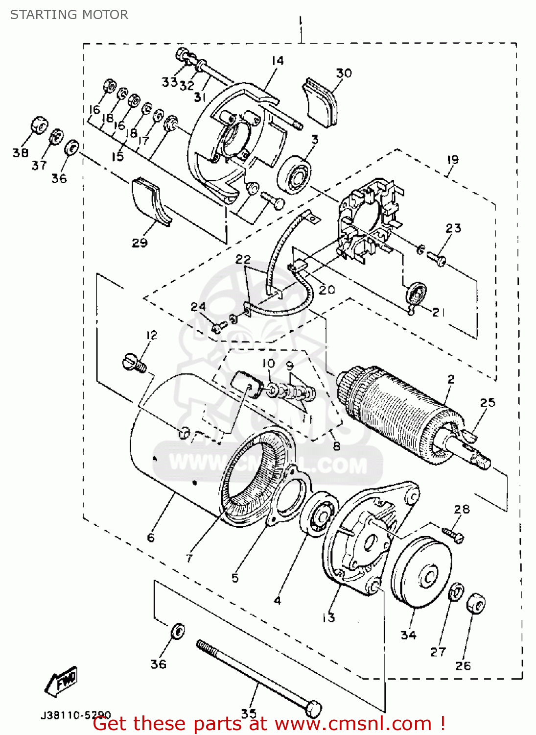 Yamaha G5AG 1991 STARTING MOTOR buy original STARTING MOTOR spares