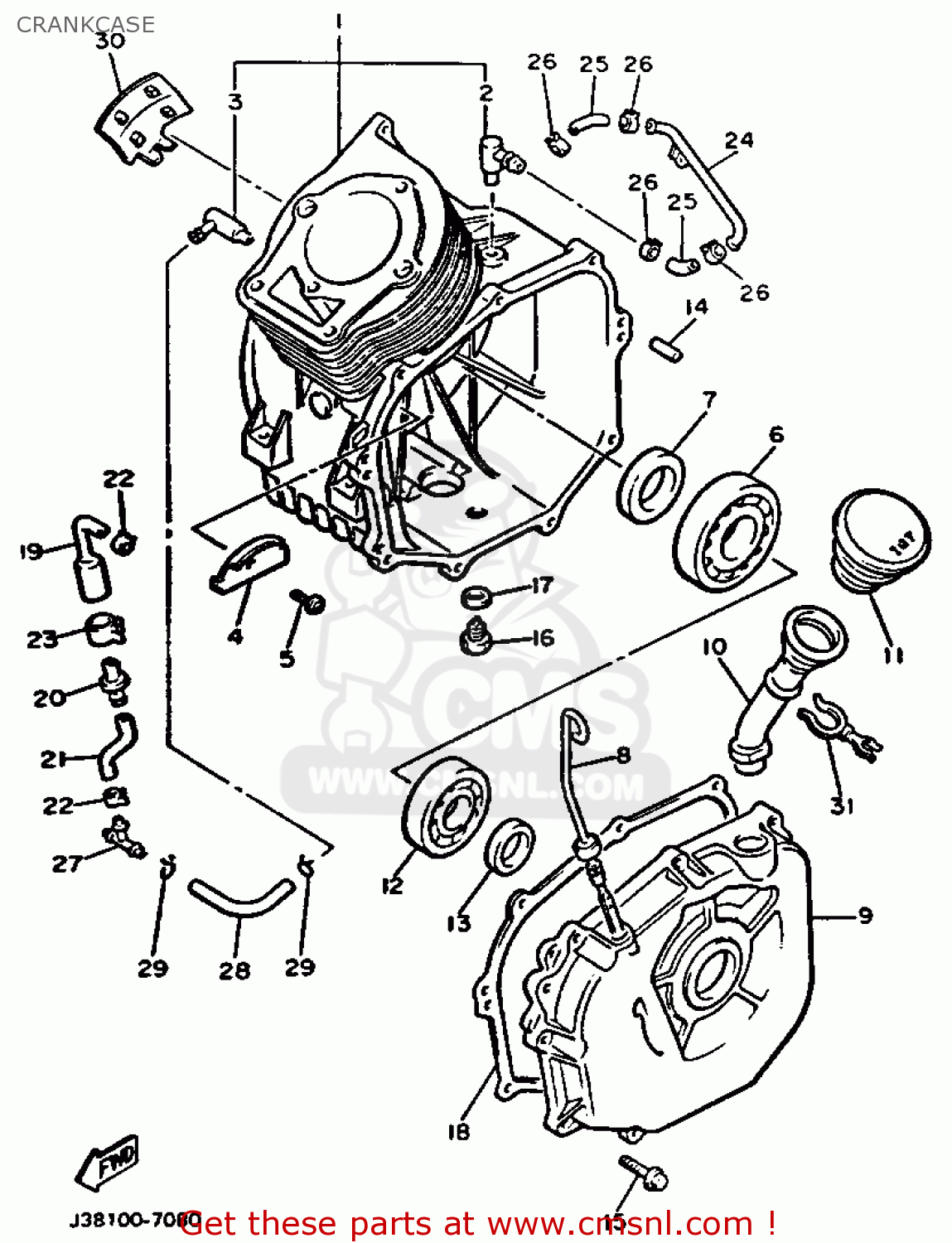 Yamaha G9-AG 1991 CRANKCASE - buy original CRANKCASE spares online