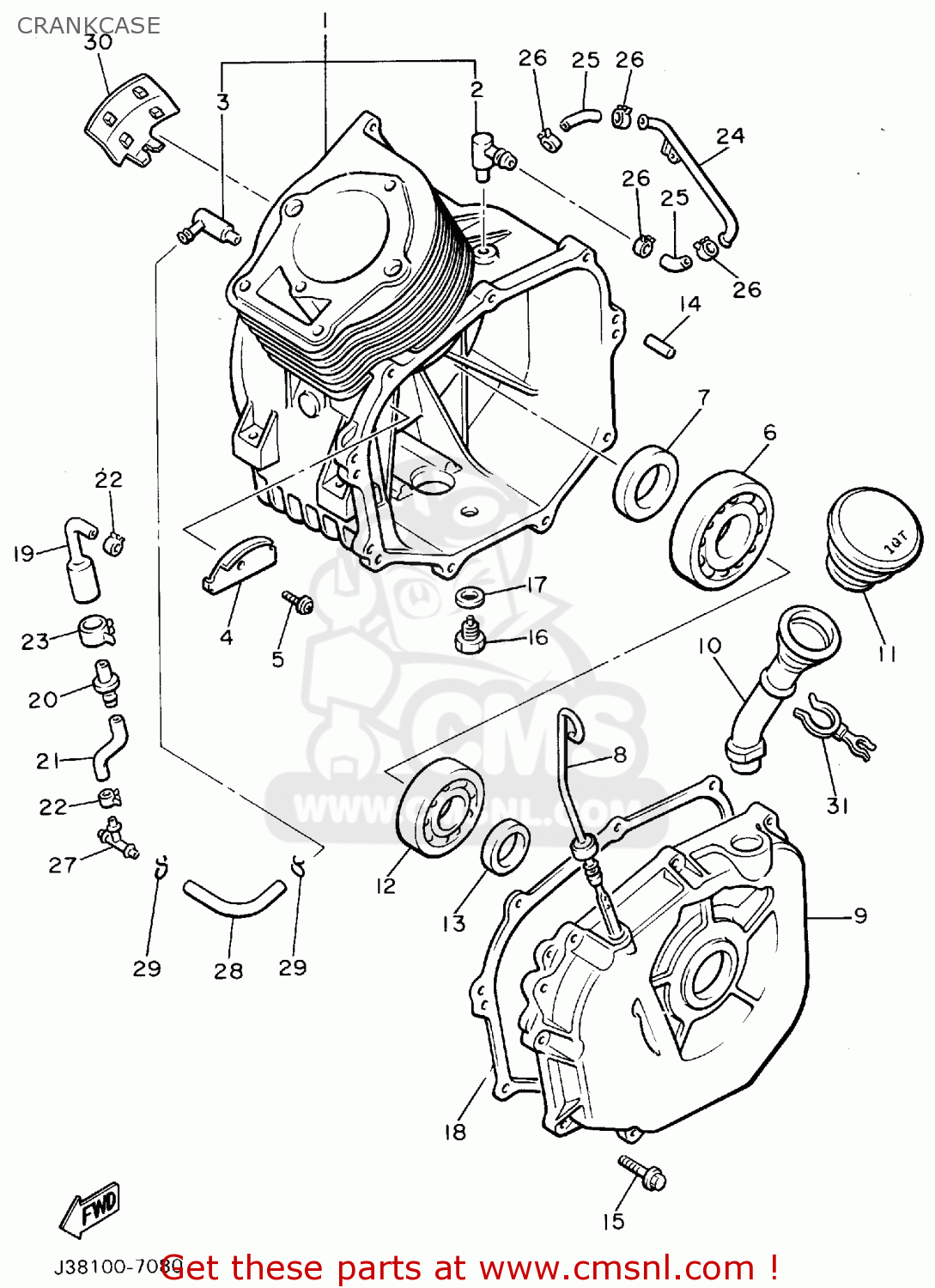 Yamaha G9-ak Golf Car 1994 Crankcase - schematic partsfiche roadmaster engine diagram 