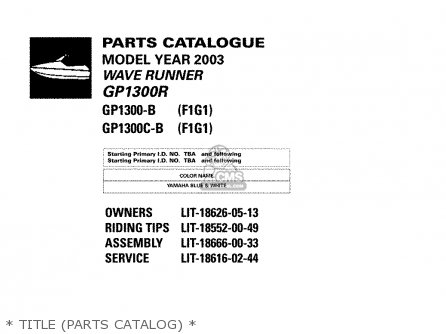 Yamaha GP1300-B/C-B 2003 USA CALIFORNIA parts lists and