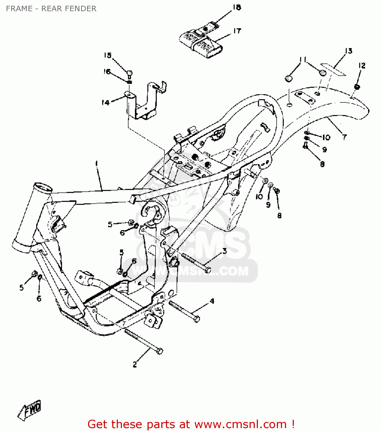 Yamaha GT80 1975 USA FRAME - REAR FENDER - buy original FRAME - REAR ...