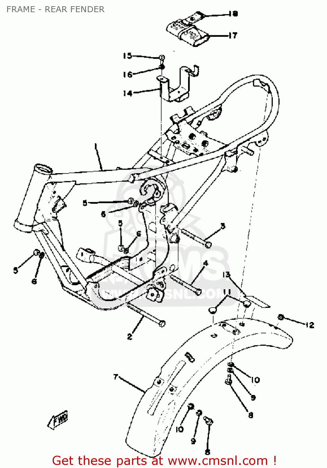 Yamaha Gt80 1976 Usa Frame - Rear Fender - Buy Original Frame - Rear 