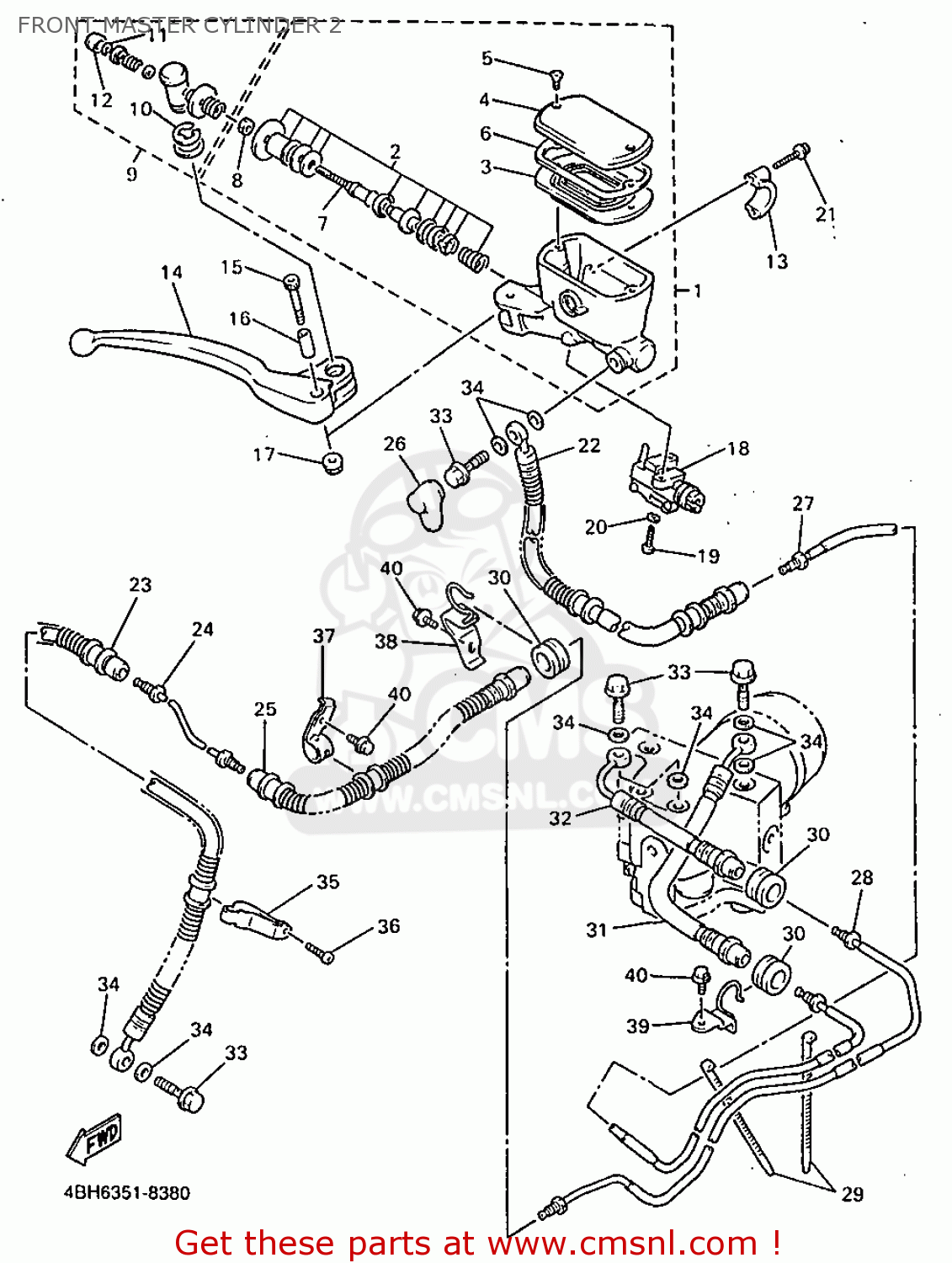 Yamaha GTS1000A 1998 4FV6 AUSTRIA 284BH-300E1 FRONT MASTER CYLINDER 2 ...