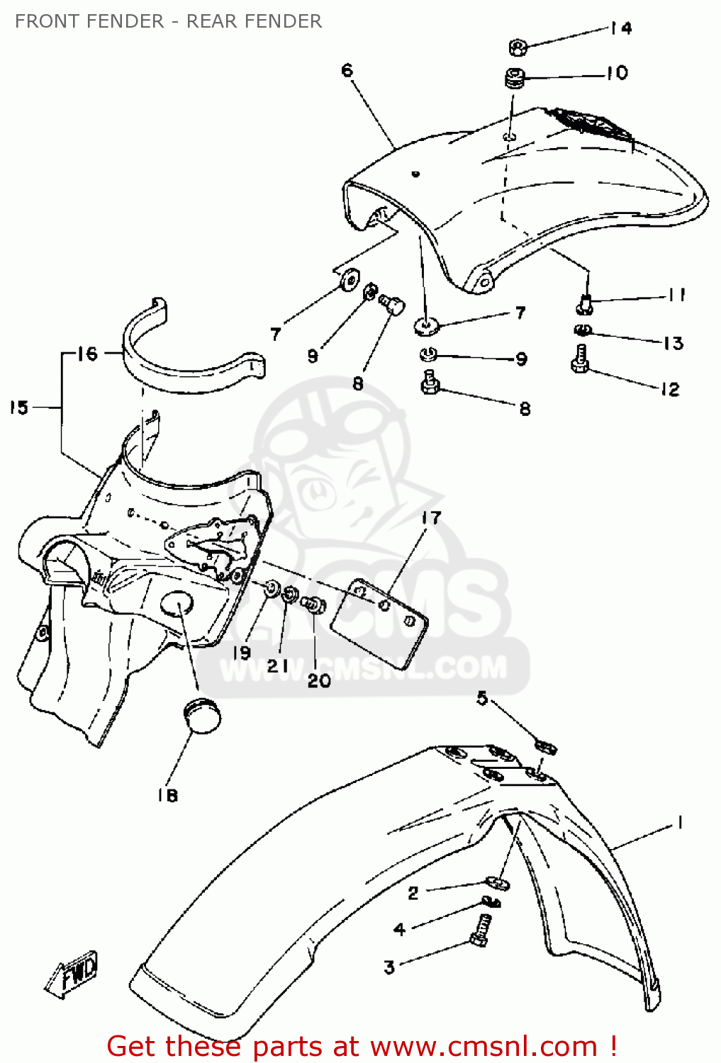 Yamaha IT125 1981 (B) USA FRONT FENDER - REAR FENDER - buy original ...