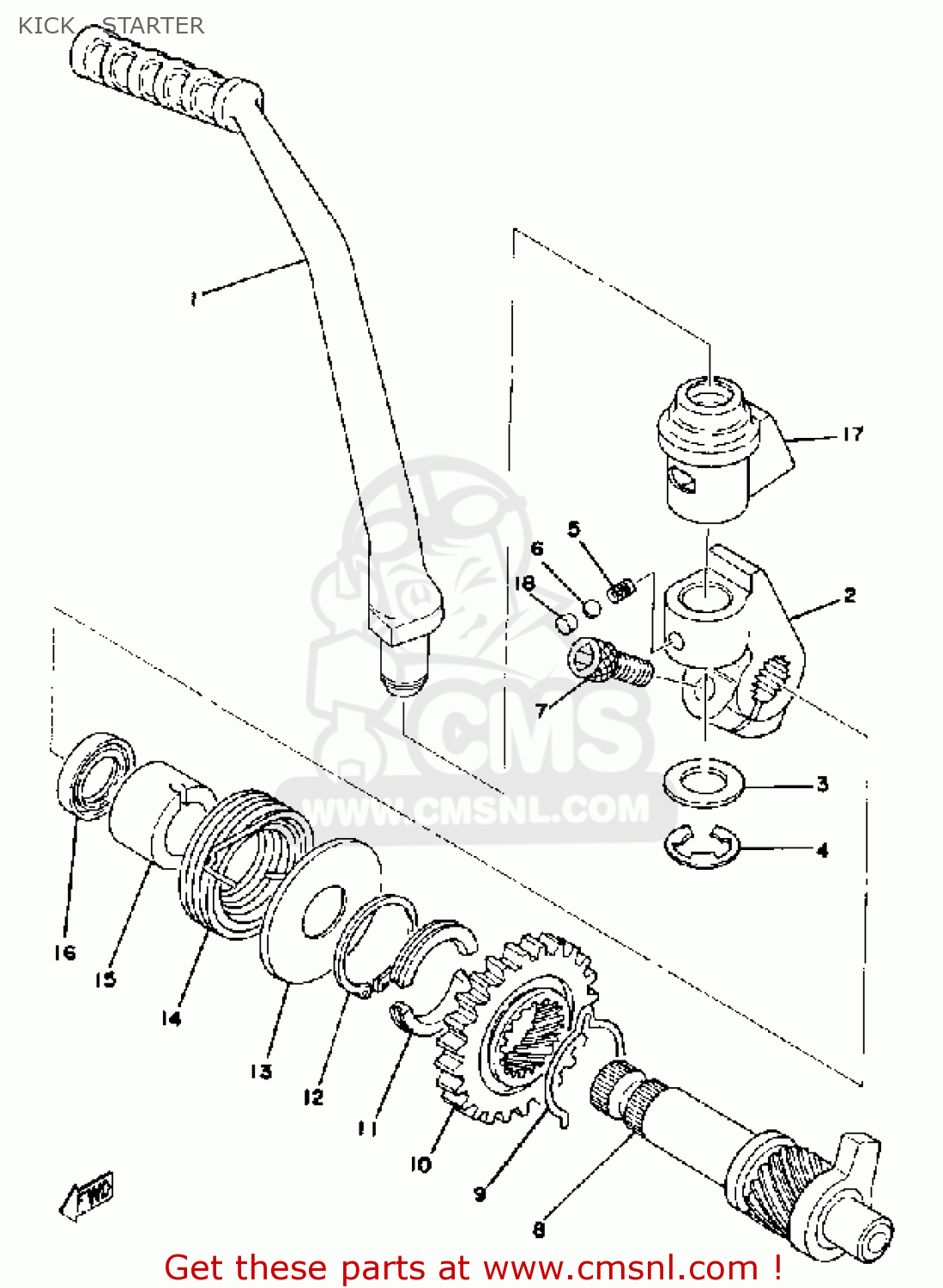 Yamaha IT175 1977 USA KICK STARTER buy original KICK STARTER spares online