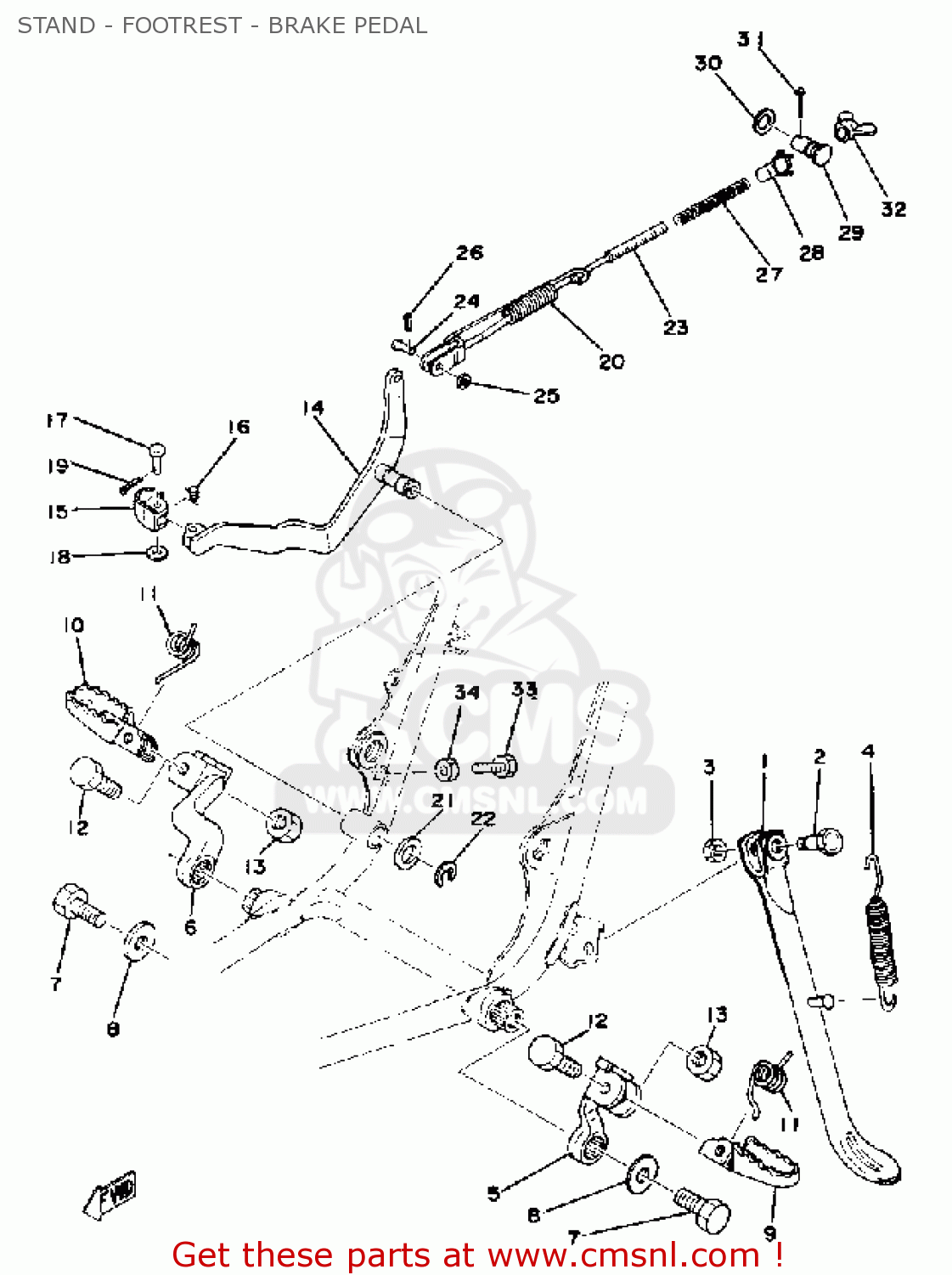 Yamaha IT175 1977 USA STAND FOOTREST BRAKE PEDAL buy original STAND FOOTREST BRAKE