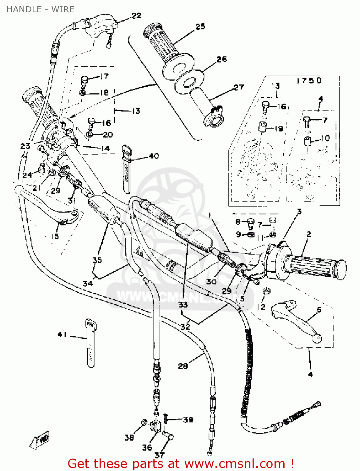 Yamaha IT175 1978 USA HANDLE WIRE buy original HANDLE WIRE spares online