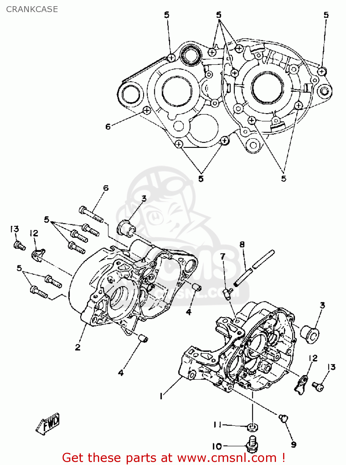 Yamaha IT175 1980 (A) USA CRANKCASE - buy original CRANKCASE spares online