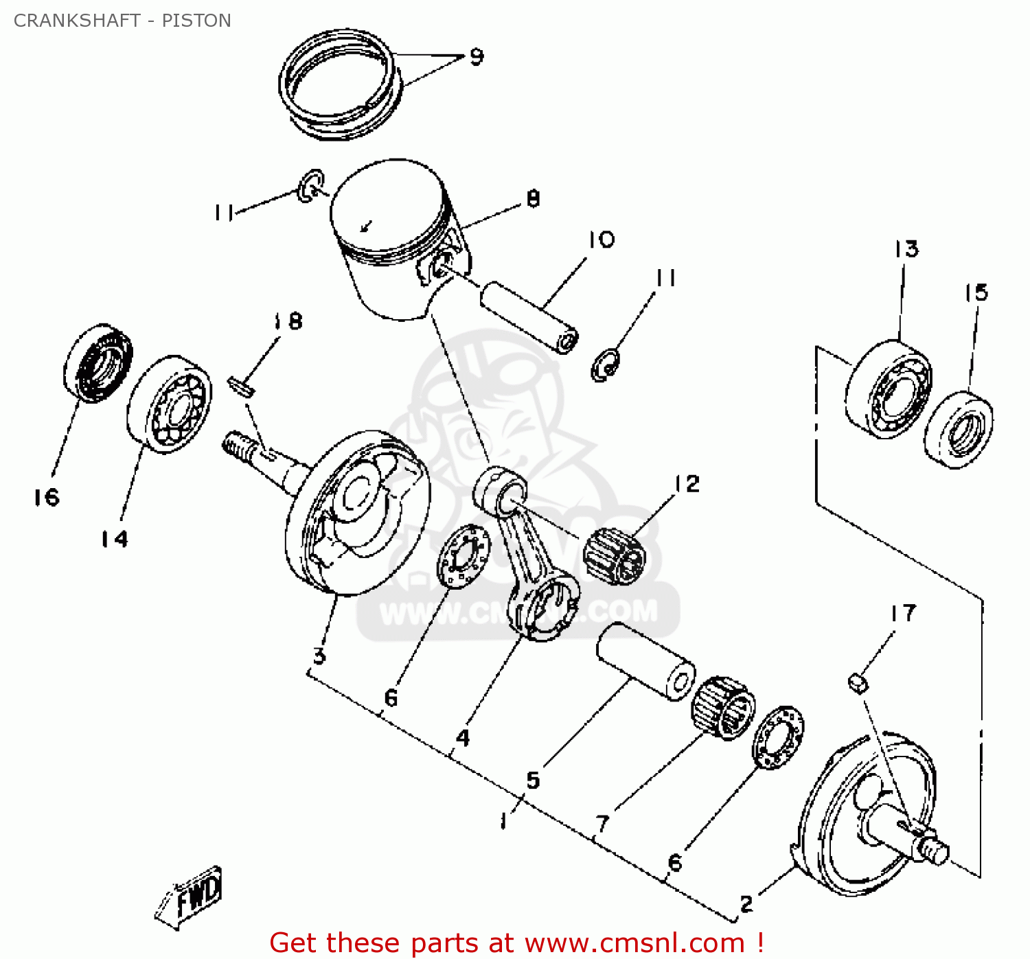 Yamaha IT175 1980 (A) USA CRANKSHAFT - PISTON - buy original CRANKSHAFT ...