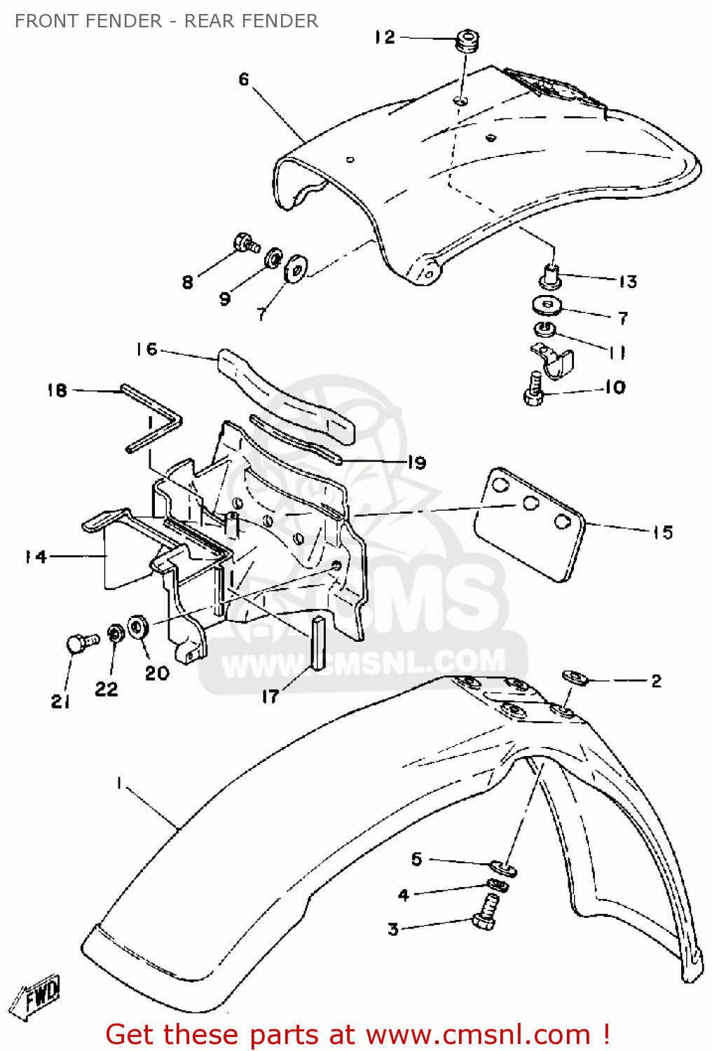 Yamaha IT175 1980 (A) USA FRONT FENDER - REAR FENDER - buy original ...