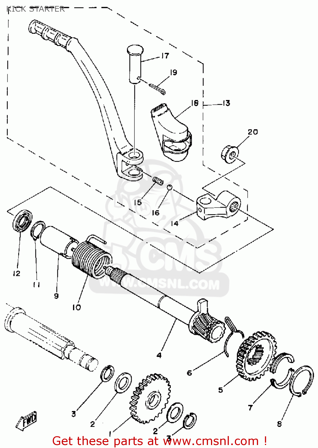 Yamaha IT175 1980 (A) USA KICK STARTER buy original KICK STARTER spares online