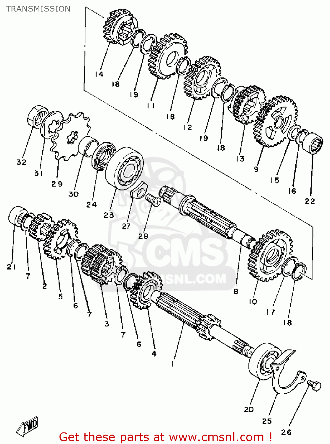 Yamaha IT175 1980 (A) USA TRANSMISSION buy original TRANSMISSION spares online