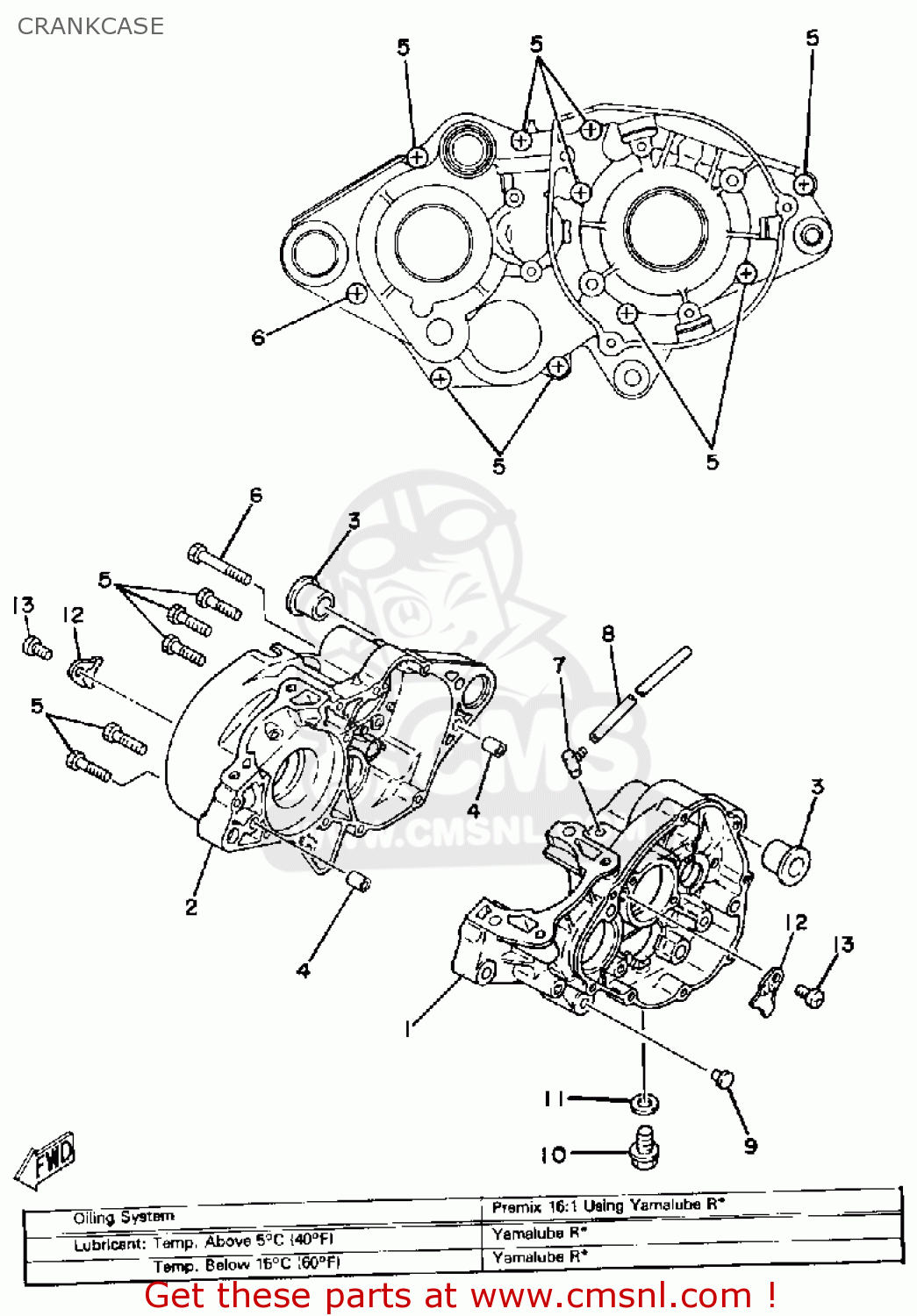 Yamaha IT175 1981 (B) USA CRANKCASE buy original CRANKCASE spares online