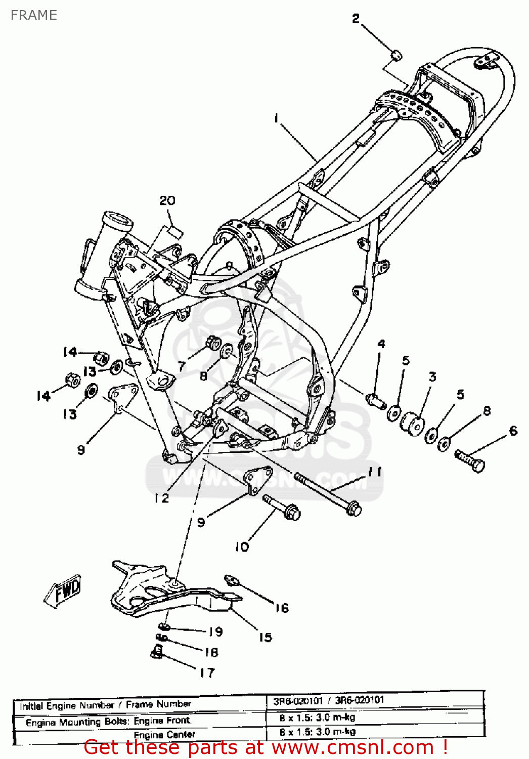 Yamaha IT175 1981 (B) USA FRAME buy original FRAME spares online