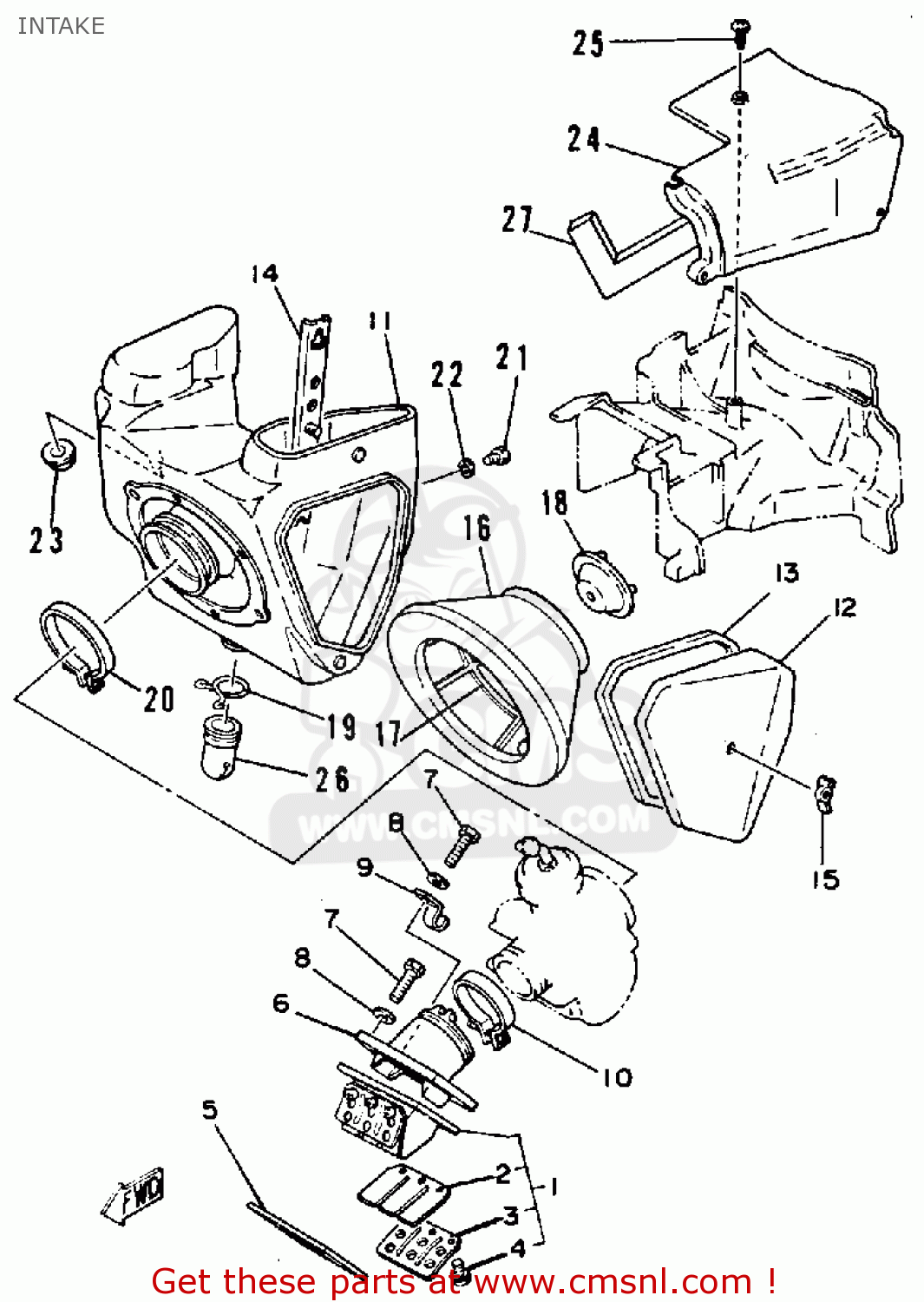 Yamaha IT175 1981 (B) USA INTAKE buy original INTAKE spares online