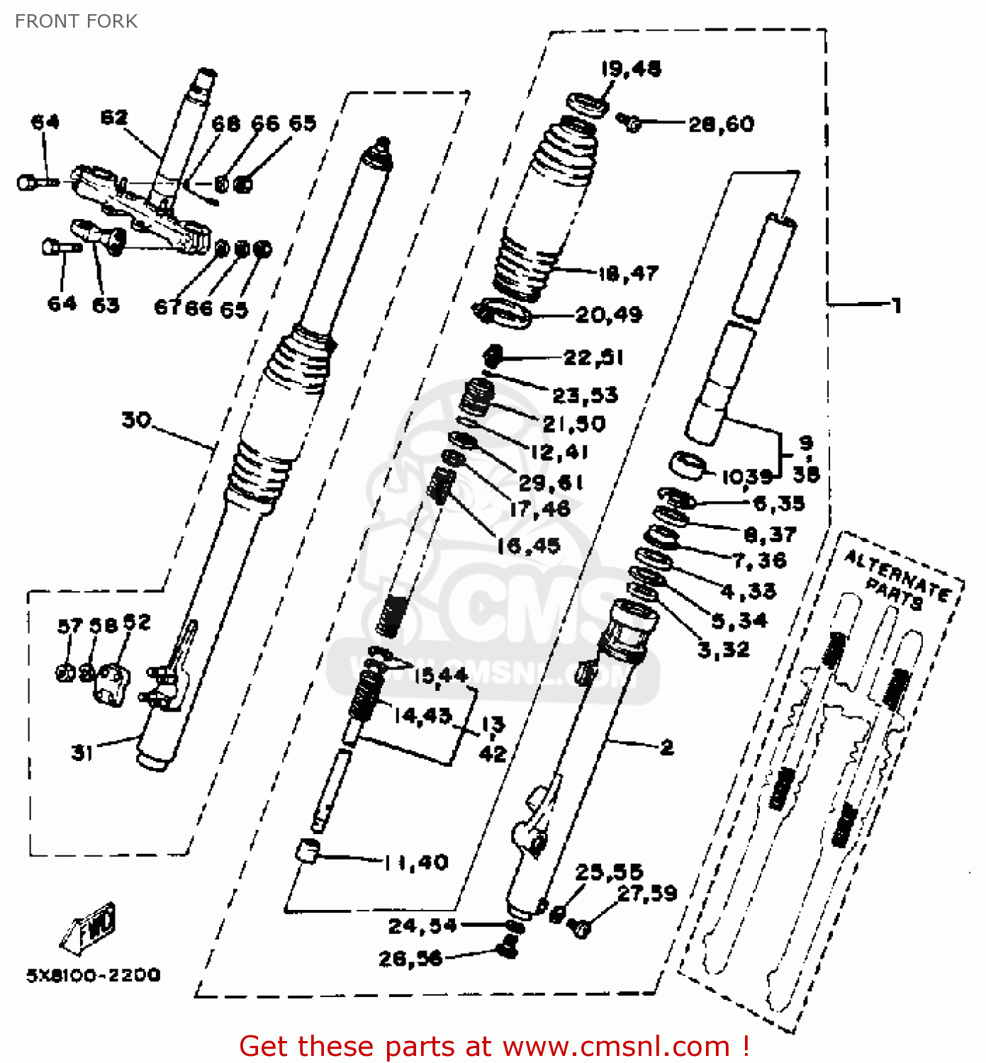 Yamaha IT175 1982 (C) USA CANADA FRONT FORK buy original FRONT FORK spares online