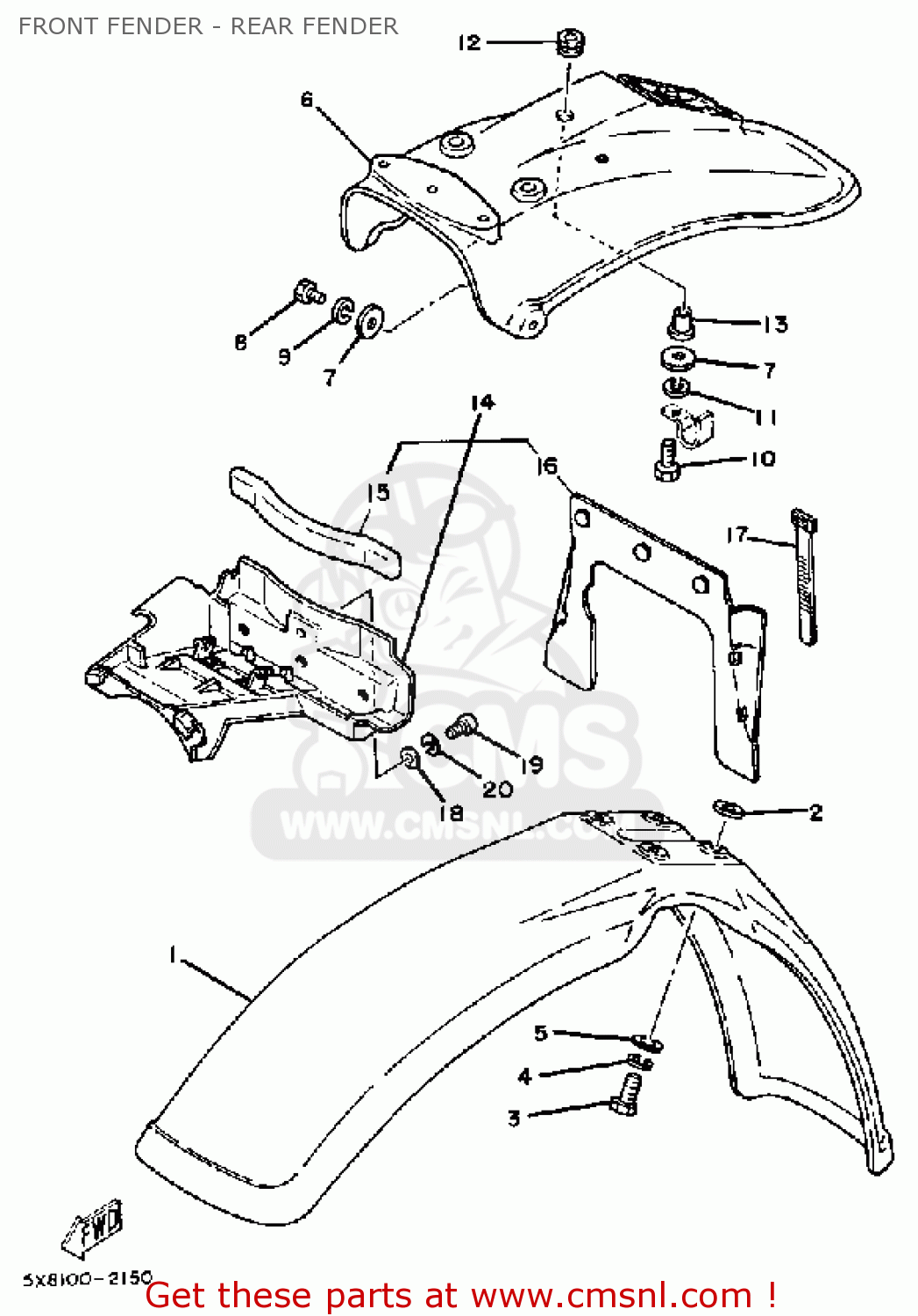 Yamaha IT175 1983 (D) USA CANADA FRONT FENDER - REAR FENDER - buy ...