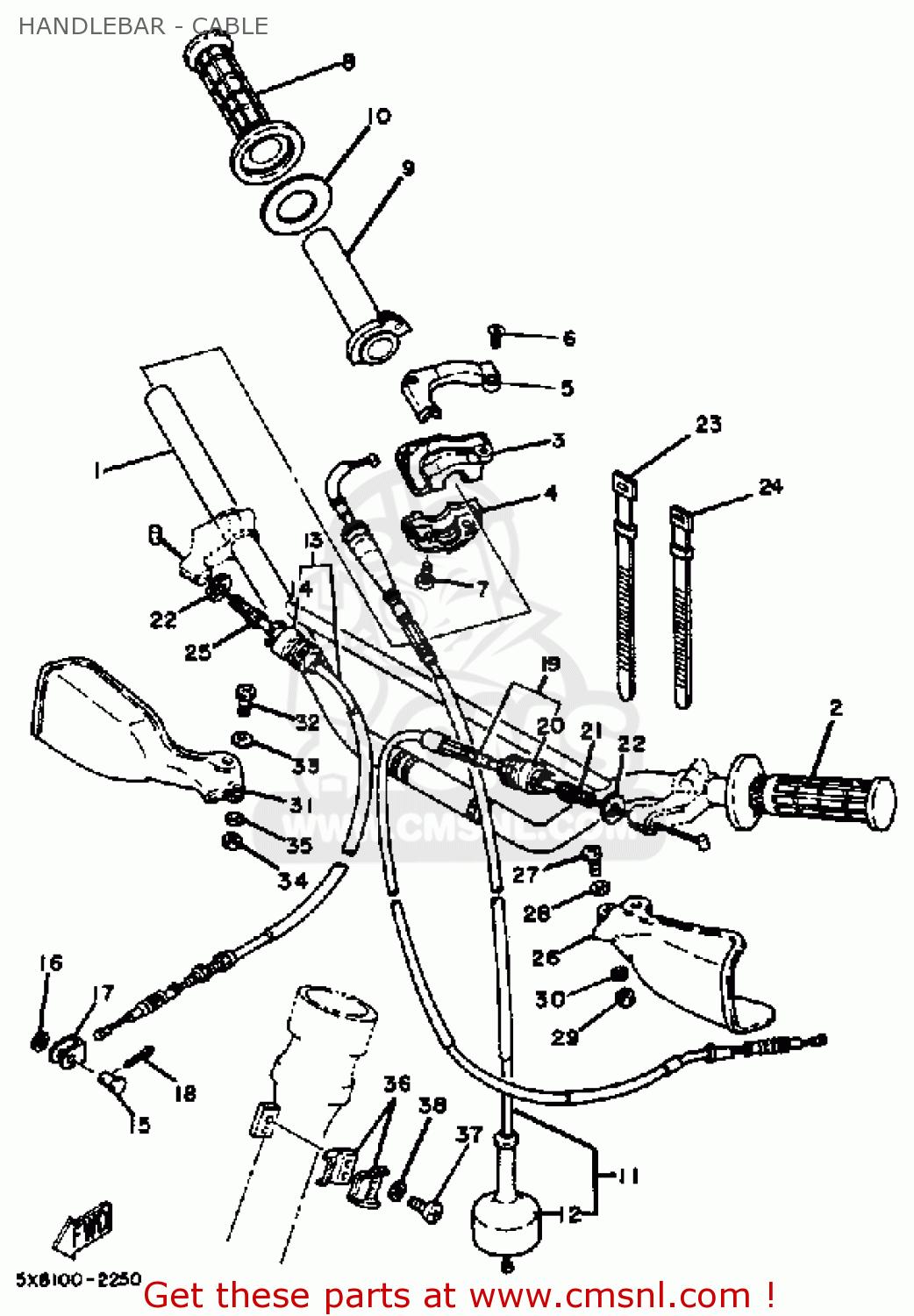 Yamaha IT175 1983 (D) USA CANADA HANDLEBAR CABLE buy original HANDLEBAR CABLE spares online