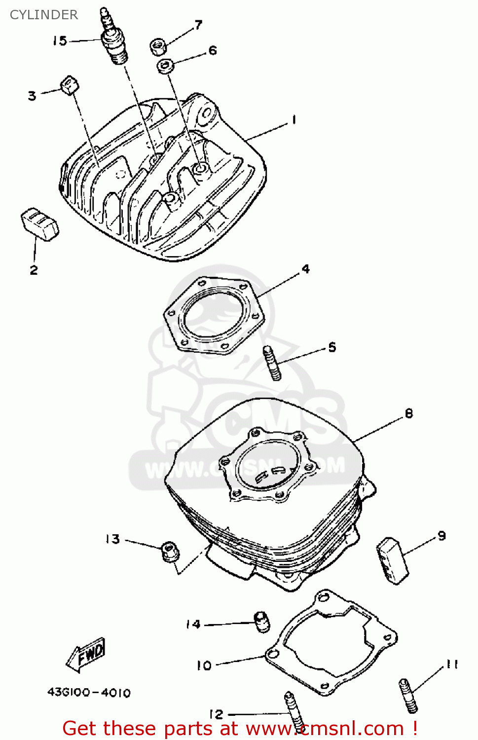 Yamaha IT200 1984 (E) USA CANADA CYLINDER buy original CYLINDER