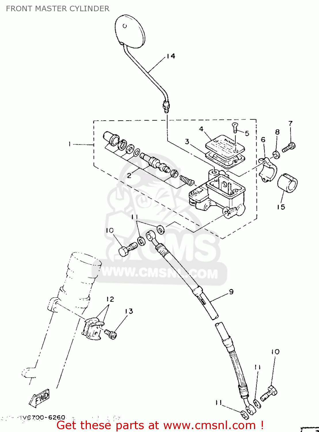 Yamaha IT200 1986 1VH FRANCE 261VH-351F1 FRONT MASTER CYLINDER - buy ...