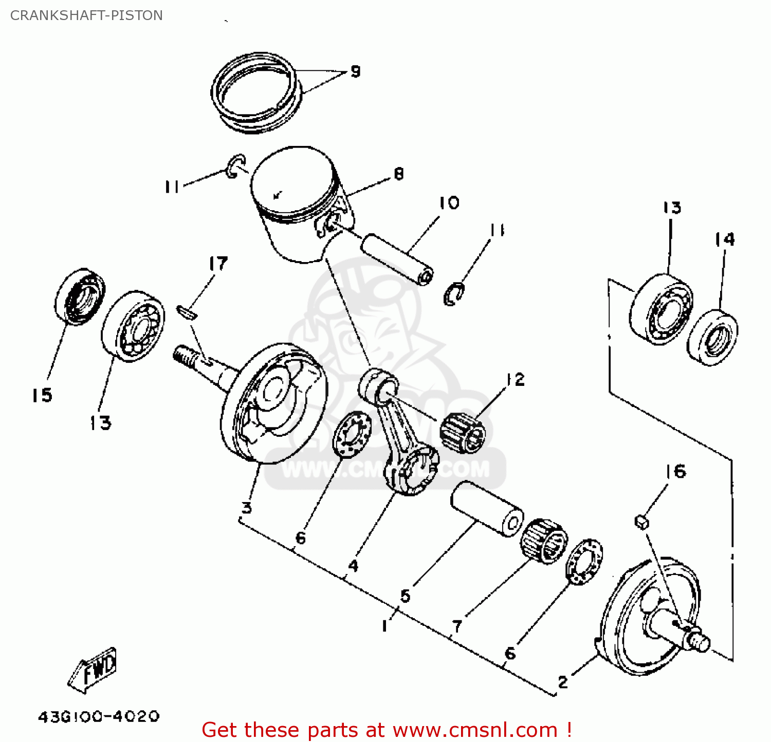 Yamaha IT200 1986 (G) USA CANADA CRANKSHAFT-PISTON - buy original ...