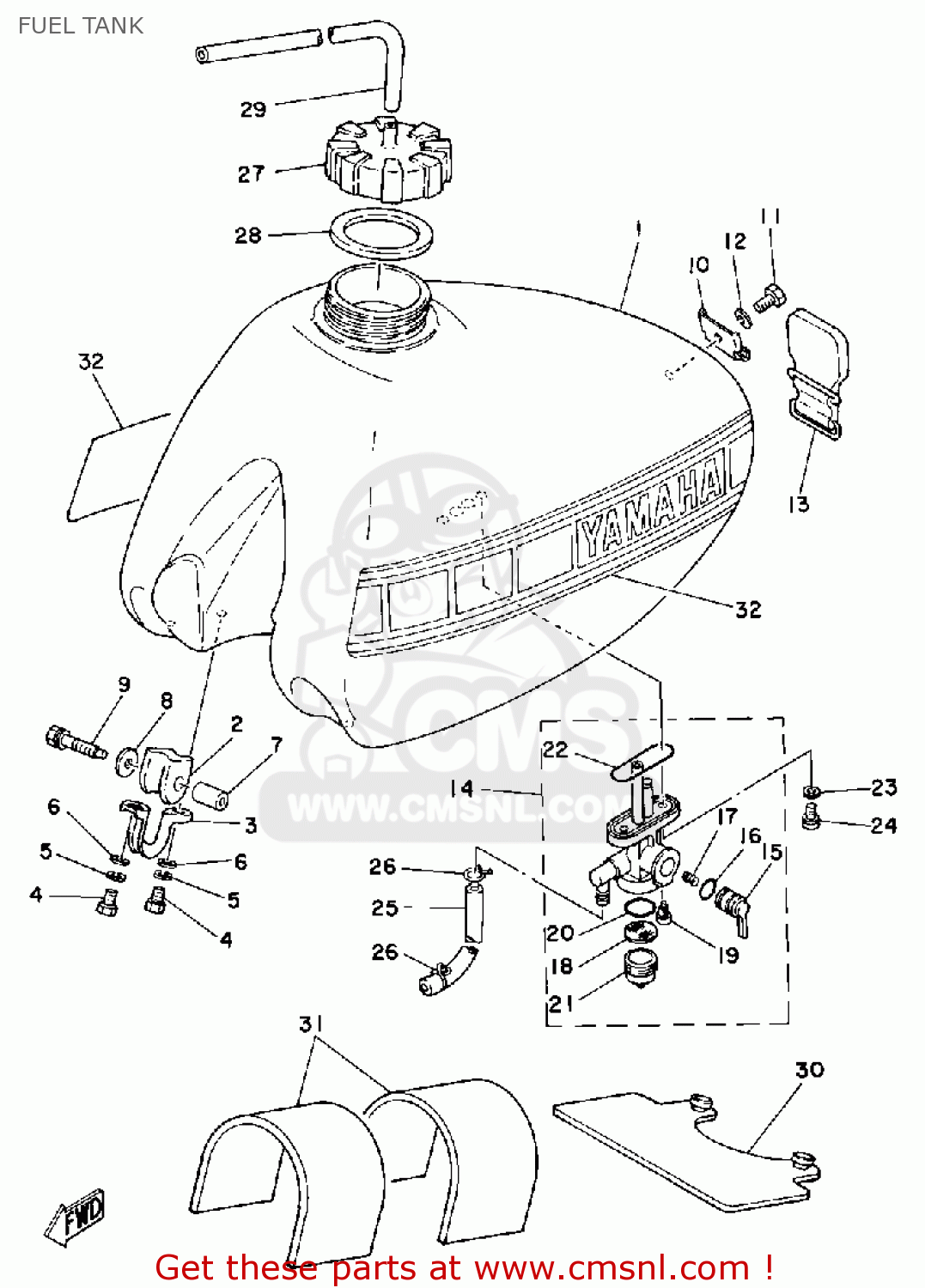 Yamaha IT250 1980 (A) USA FUEL TANK - buy original FUEL TANK spares online