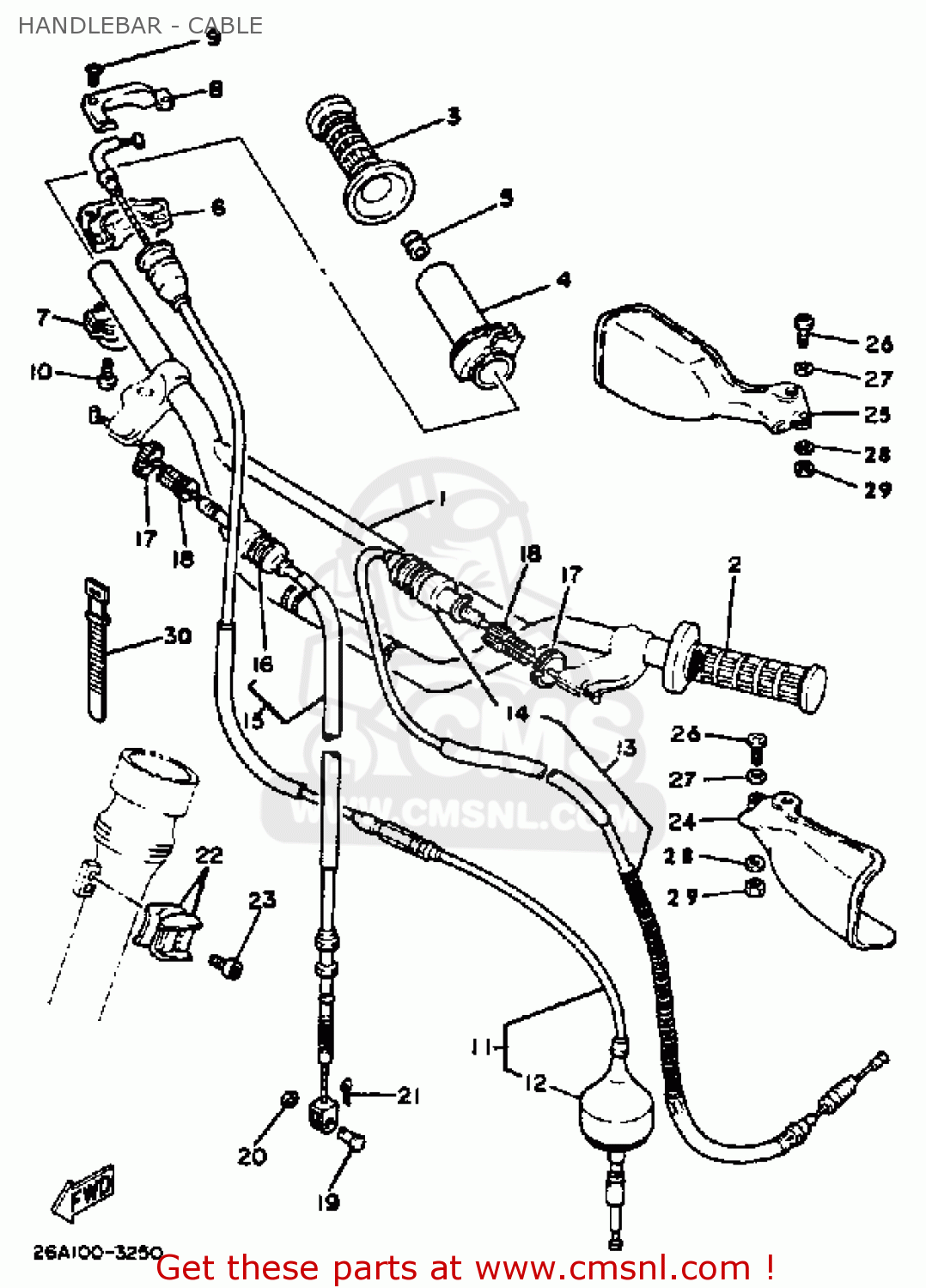 Yamaha IT250 1983 (D) USA CANADA HANDLEBAR - CABLE - buy original ...