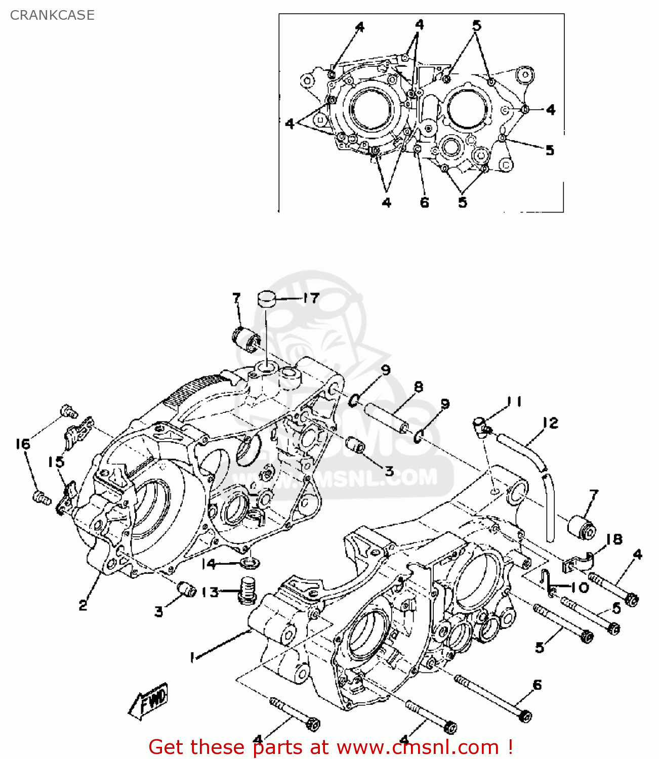 Yamaha IT400 1976 USA CRANKCASE - buy original CRANKCASE spares online