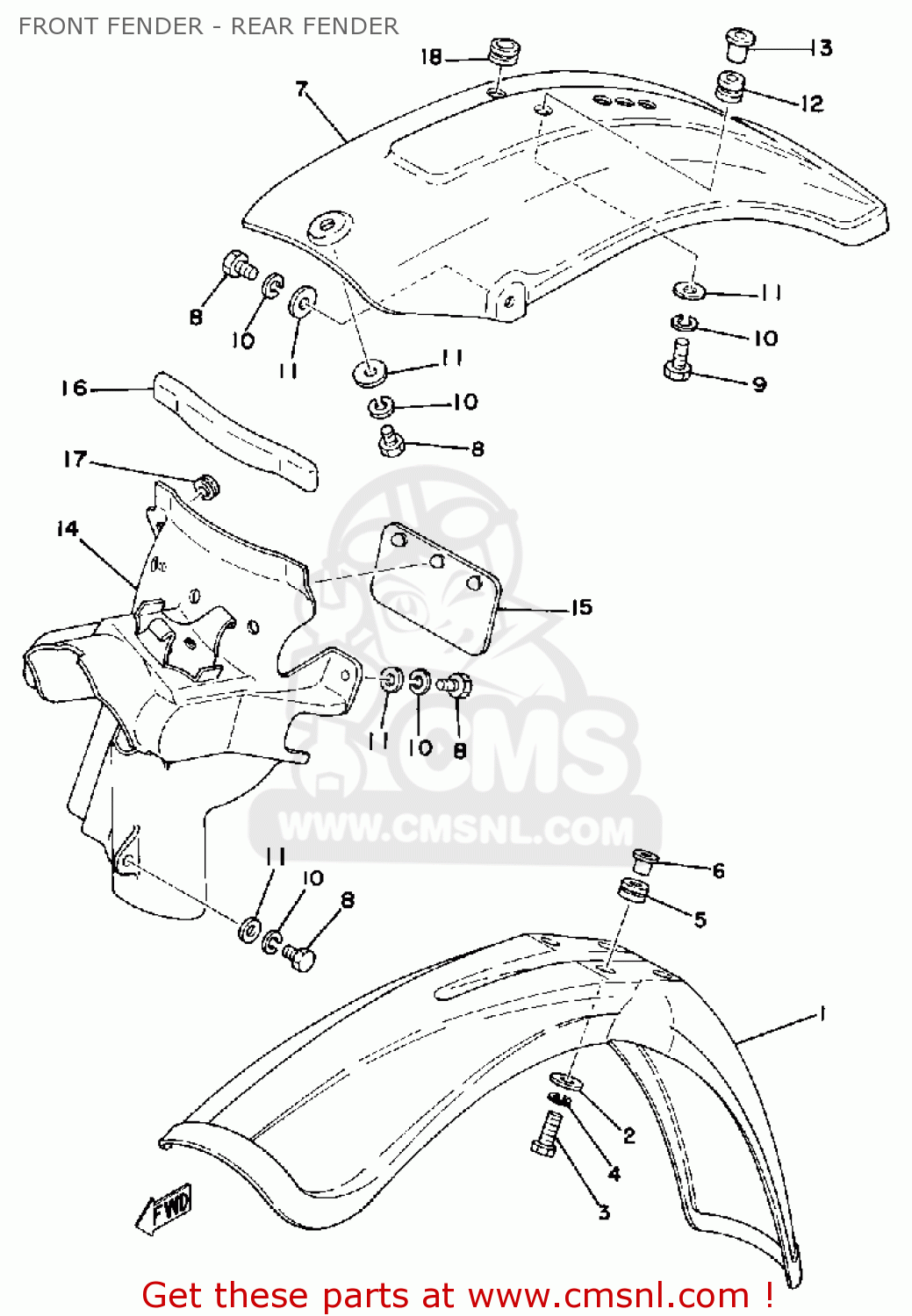 Yamaha IT400 1978 USA CANADA FRONT FENDER - REAR FENDER - buy original ...