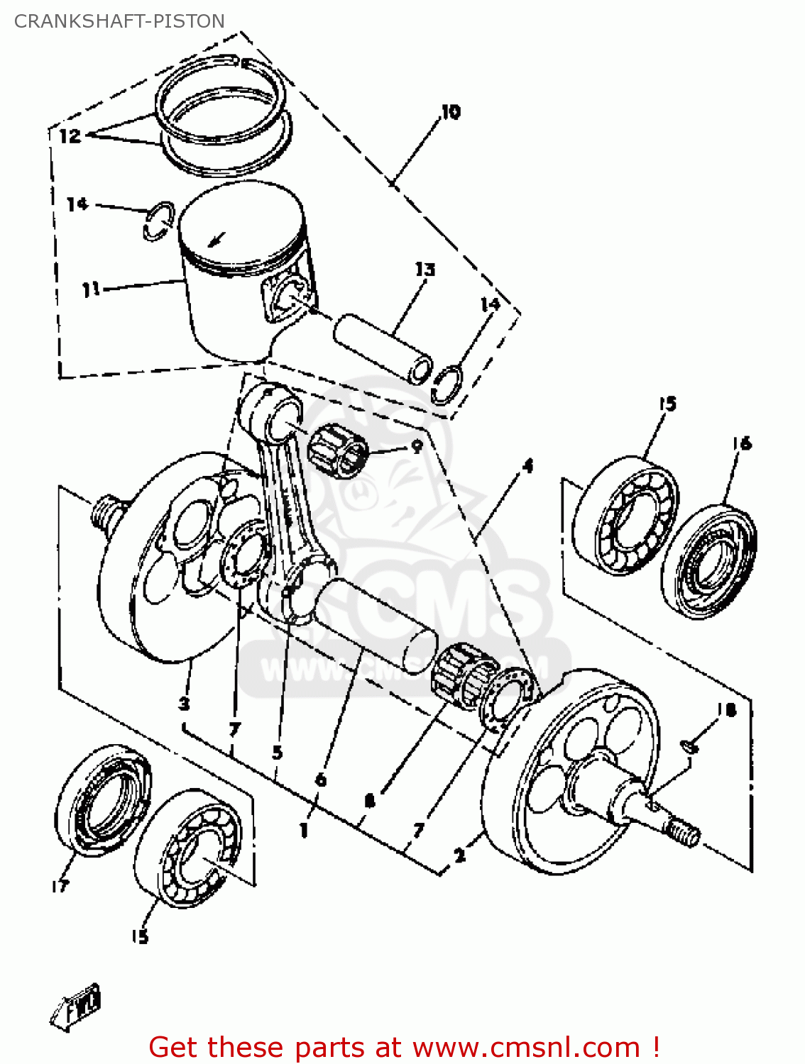 Yamaha IT465 1981 (B) USA CRANKSHAFT-PISTON - buy original CRANKSHAFT ...