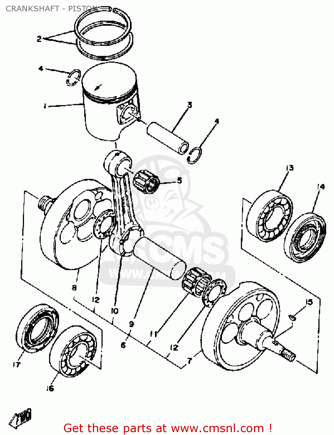 Yamaha IT465 1982 (C) USA CRANKSHAFT - PISTON - buy original CRANKSHAFT ...