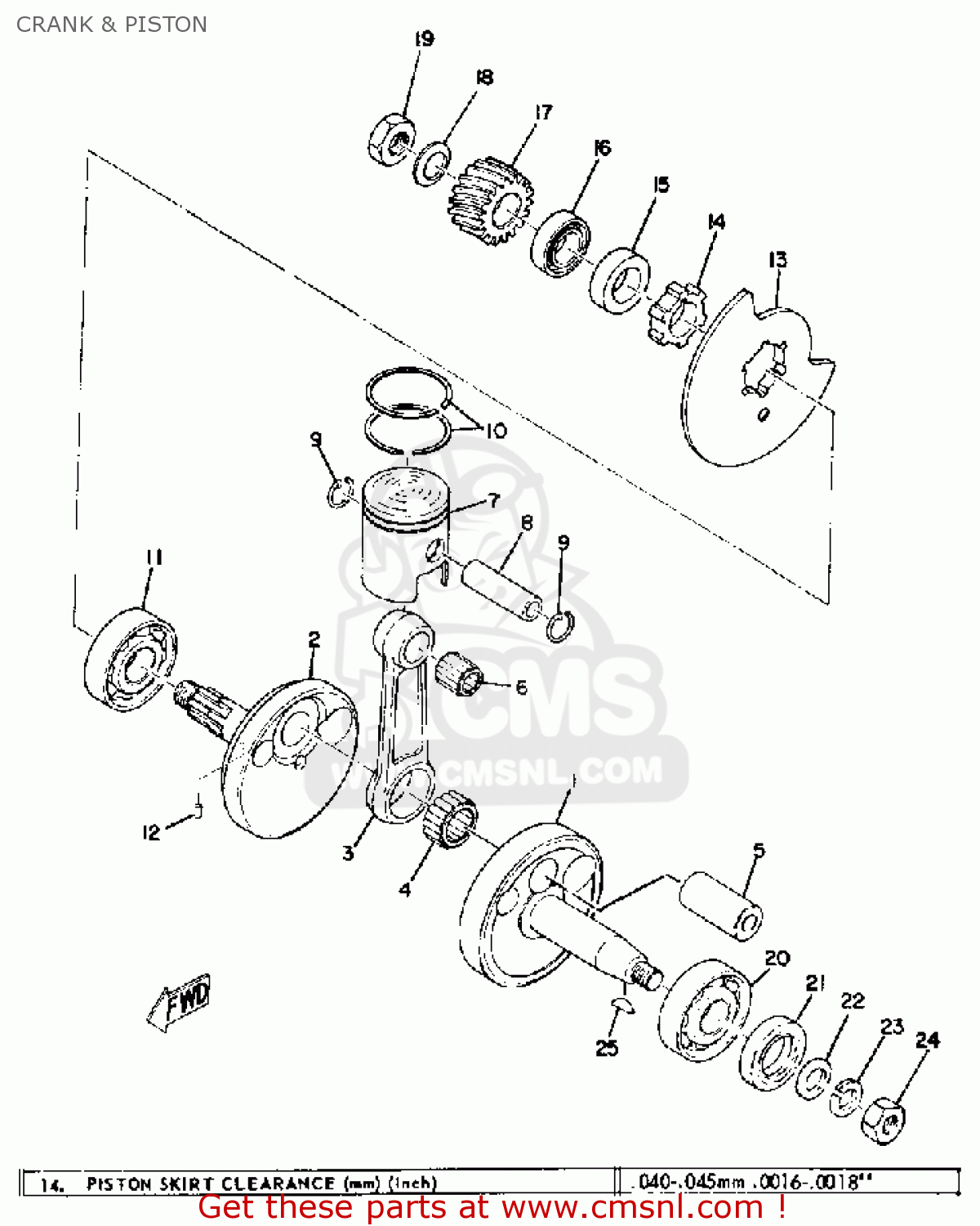 Yamaha JT1 1971 USA CRANK & PISTON - buy original CRANK & PISTON spares ...