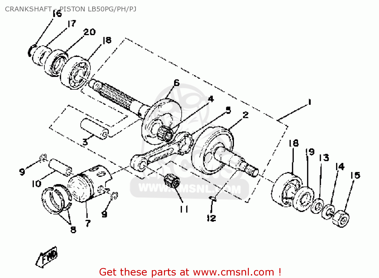 Yamaha LB50PG CHAPPY 1980-1982 CRANKSHAFT - PISTON LB50PG/PH/PJ - buy ...