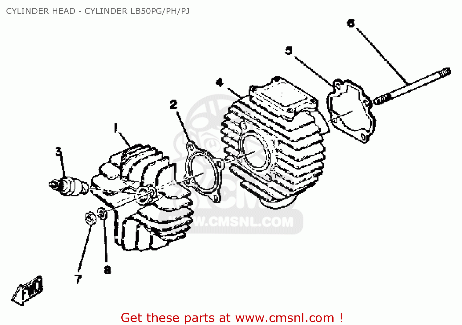 Yamaha LB50PG CHAPPY 19801982 CYLINDER HEAD CYLINDER LB50PG/PH/PJ buy original CYLINDER