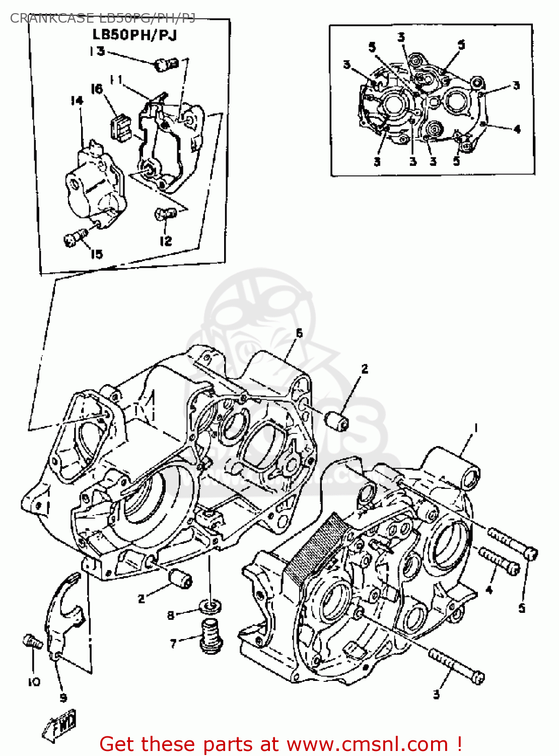 Yamaha LB50PJ CHAPPY 1980-1982 CRANKCASE LB50PG/PH/PJ - buy original ...