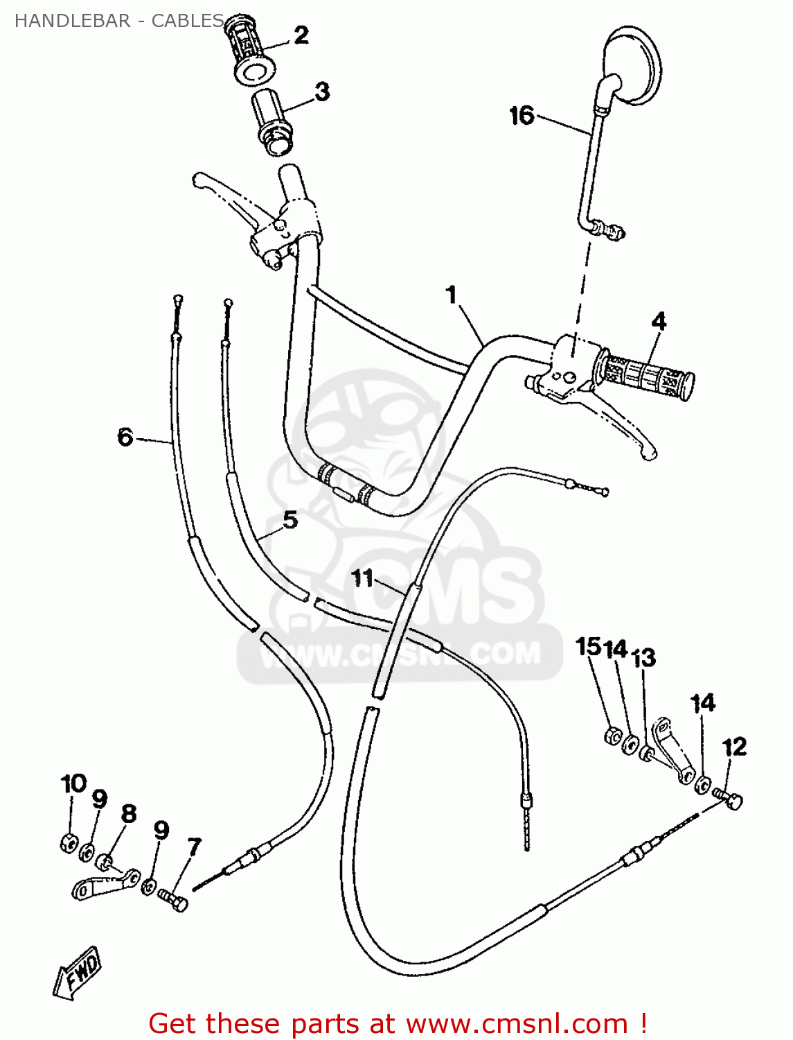 Yamaha ME50 1989 3UD1 HOLLAND 293UD-341E1 HANDLEBAR - CABLES - buy ...