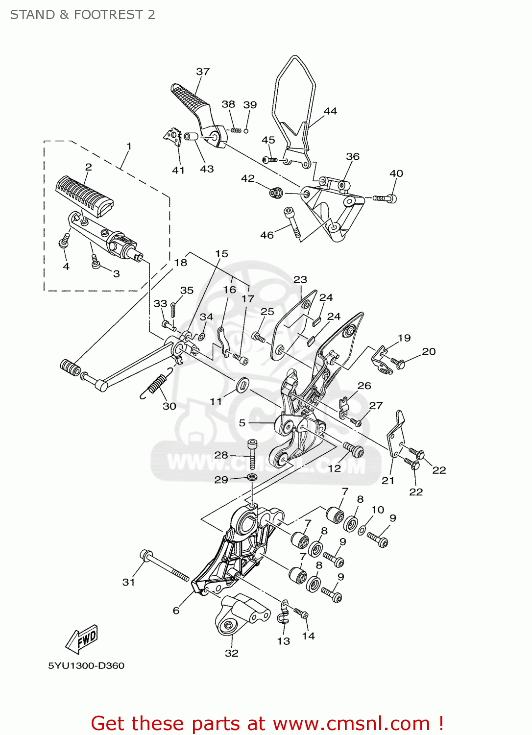 Yamaha MT01 2007 5YU8 EUROPE 1F5YU-300E1 STAND & FOOTREST 2 - buy ...