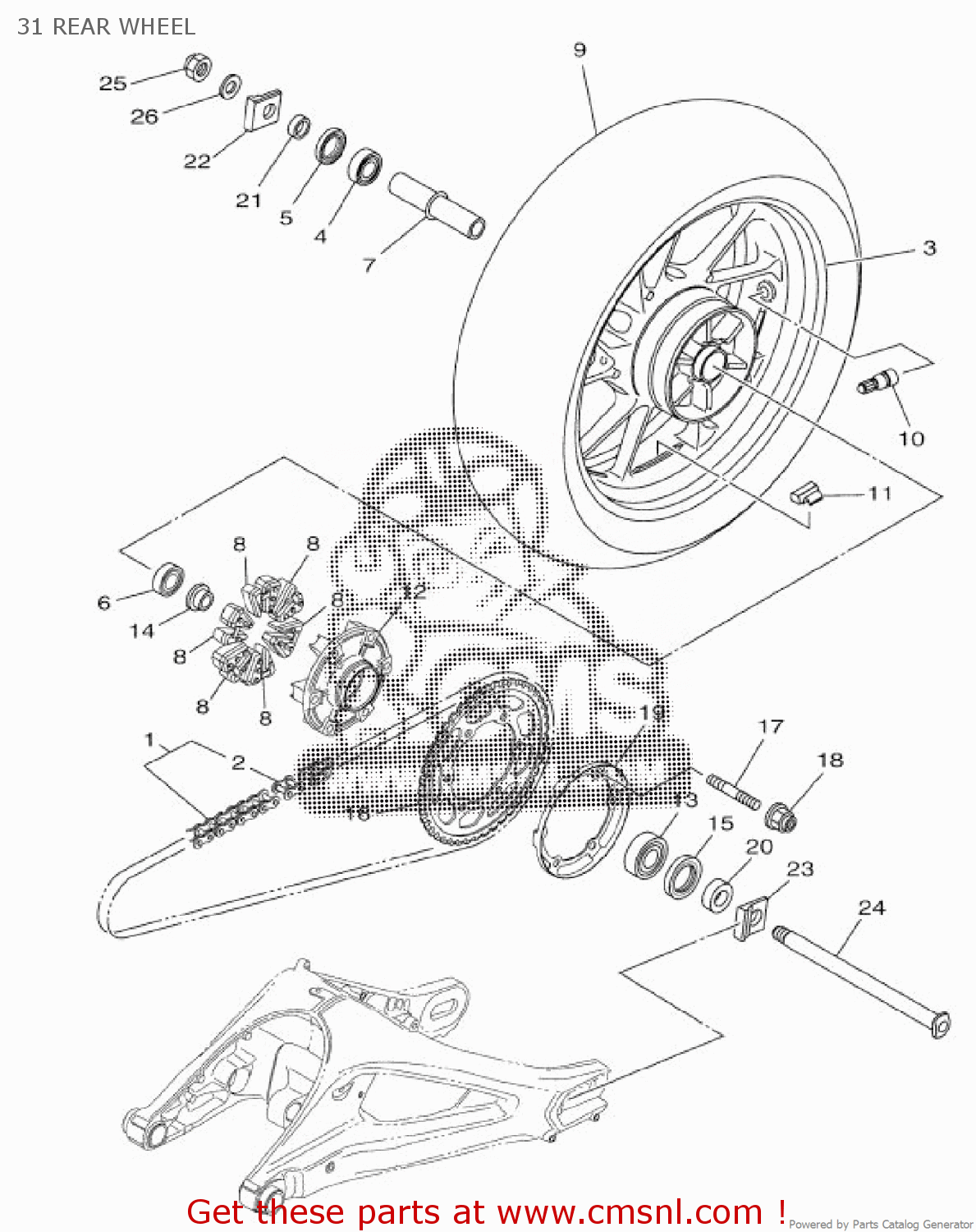 Yamaha MT09A MT09 ABS 2016 2DRN EUROPE 1R2DR300E1 31 REAR WHEEL buy