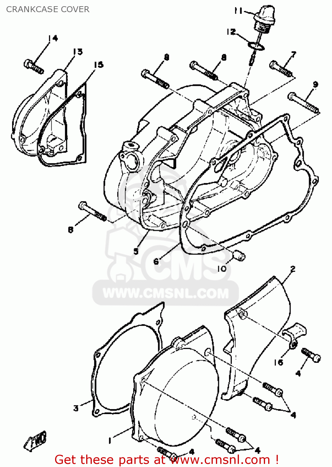 Yamaha MX100 1981 (B) USA CRANKCASE COVER - buy original CRANKCASE ...