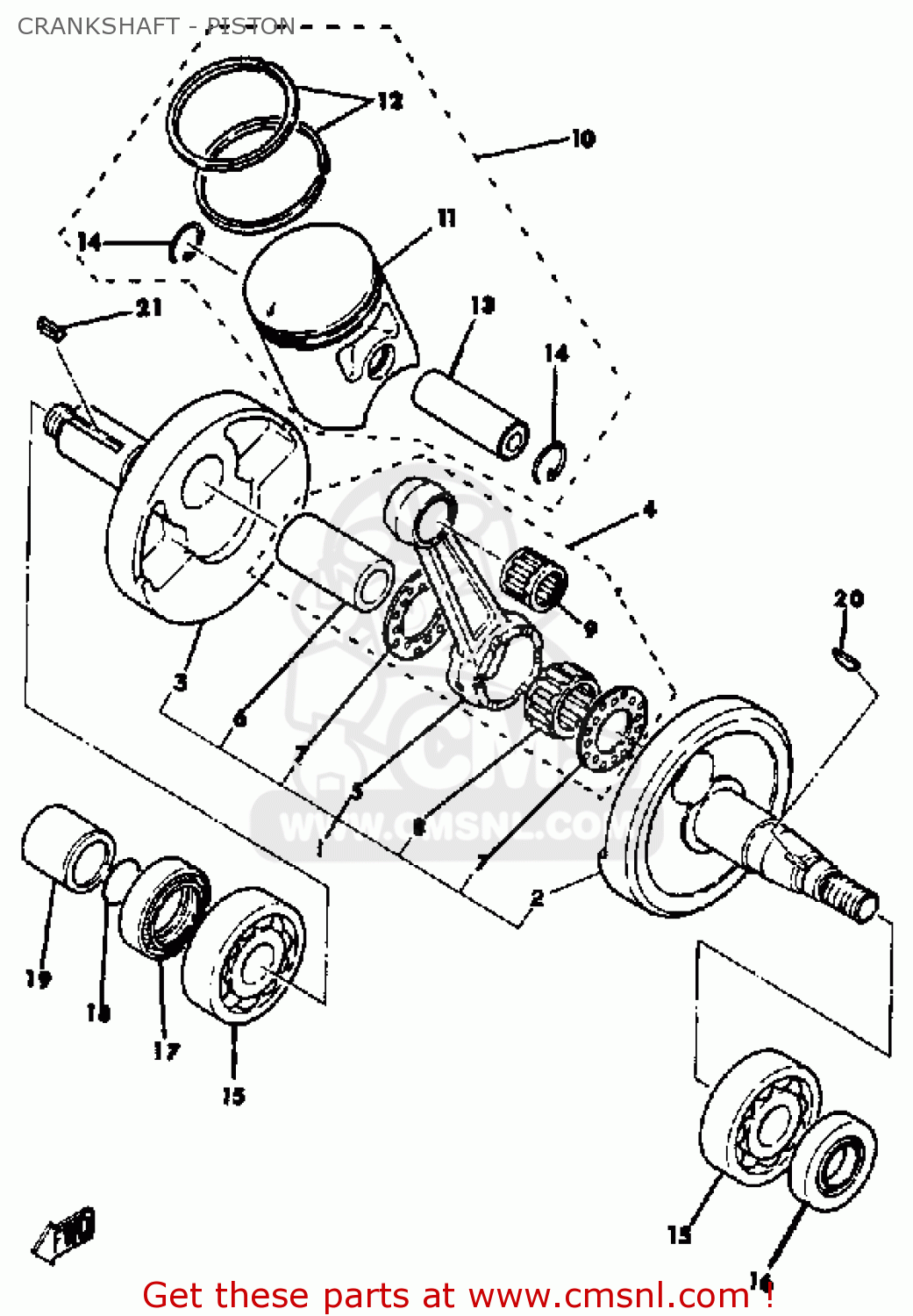 Yamaha MX100 1981 (B) USA CRANKSHAFT - PISTON - buy original CRANKSHAFT ...