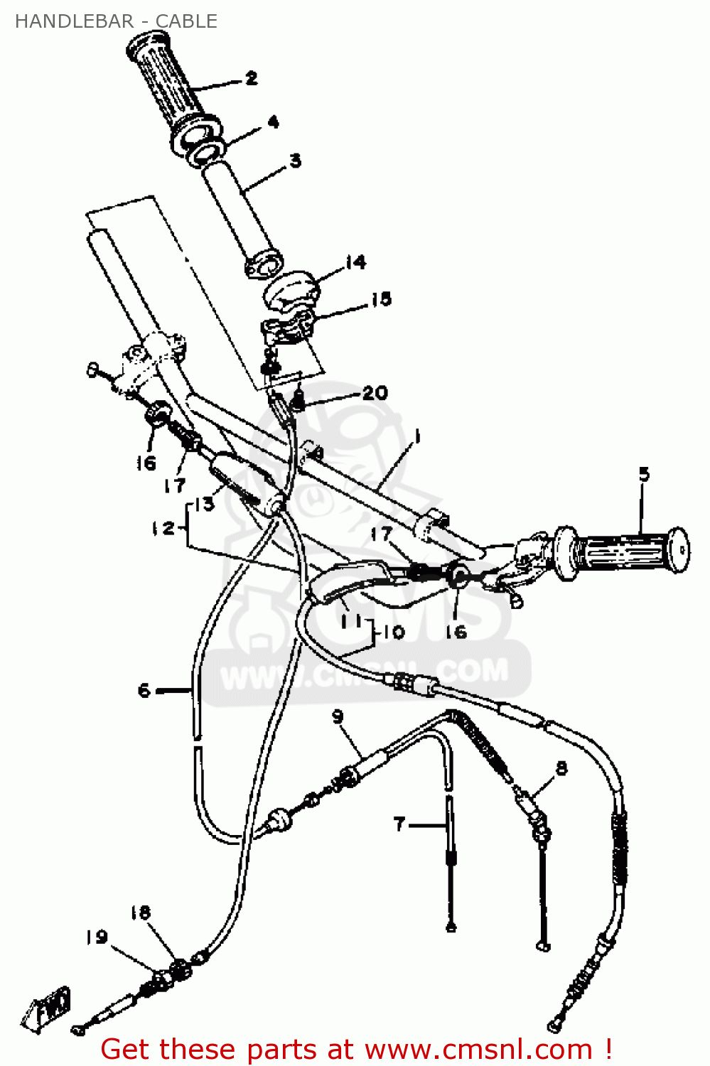 Yamaha MX100 1981 (B) USA HANDLEBAR - CABLE - buy original HANDLEBAR ...