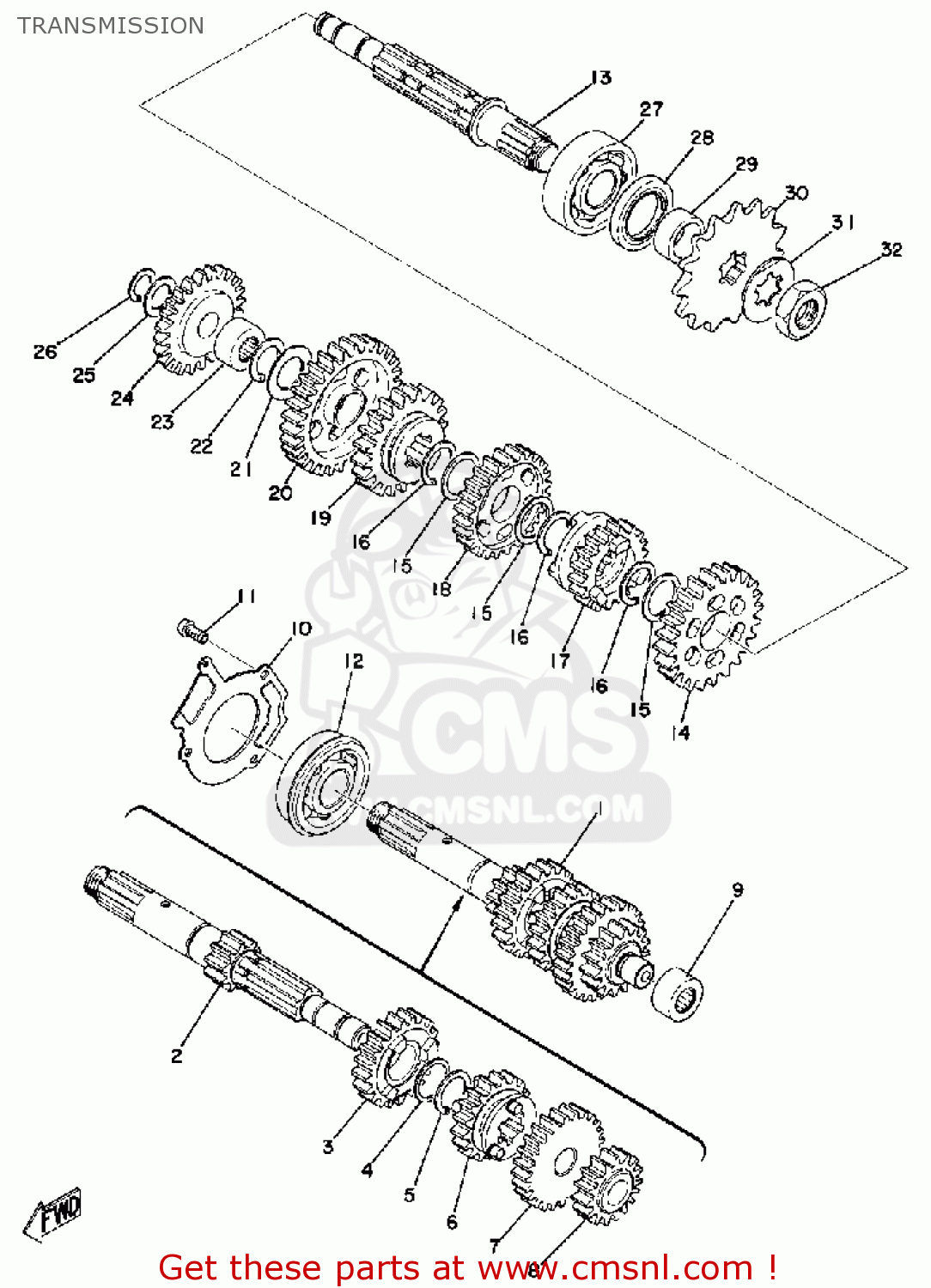 Yamaha MX125 1974 USA TRANSMISSION - buy original TRANSMISSION spares ...