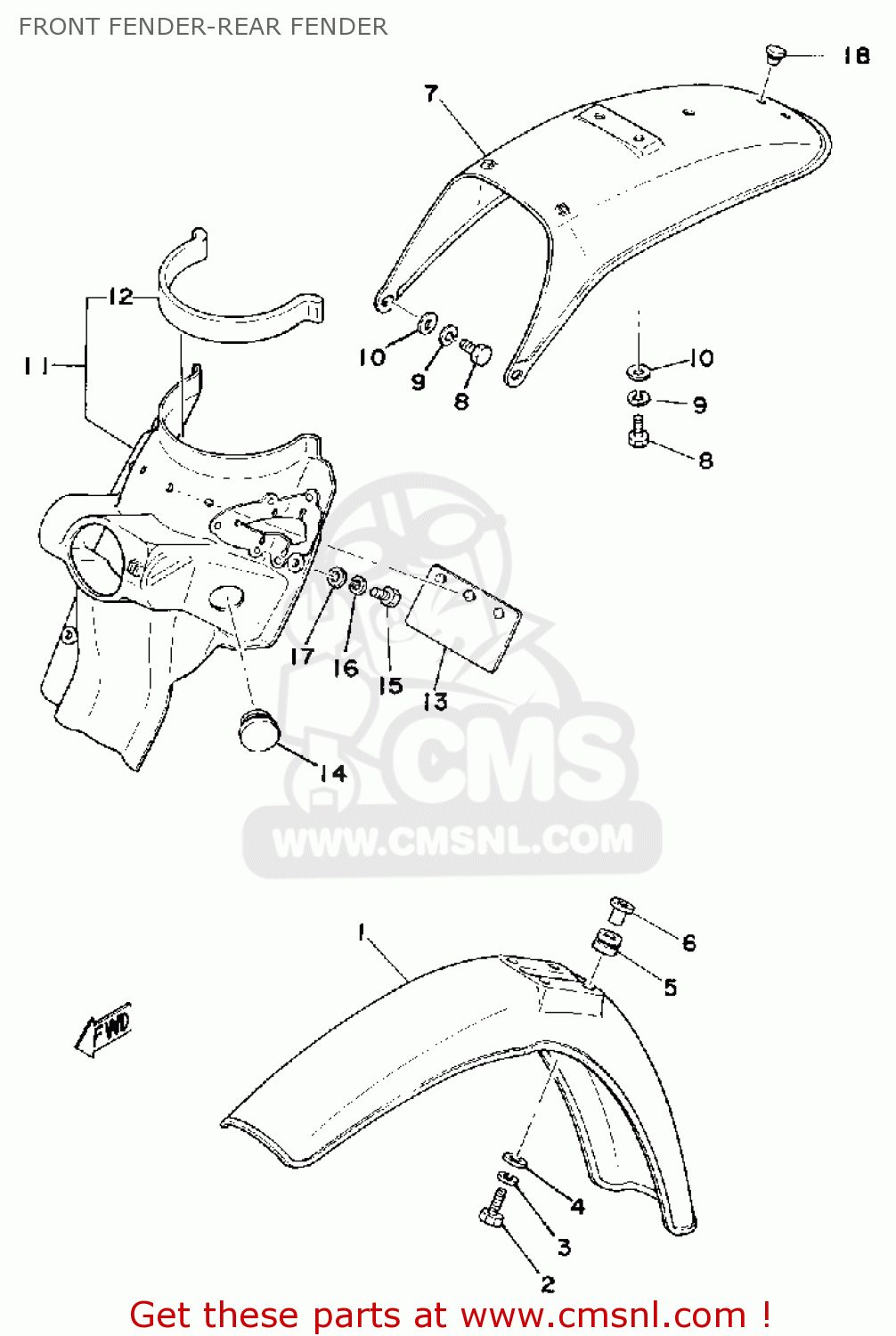 Yamaha MX175 1979 USA CANADA FRONT FENDER-REAR FENDER - buy original ...