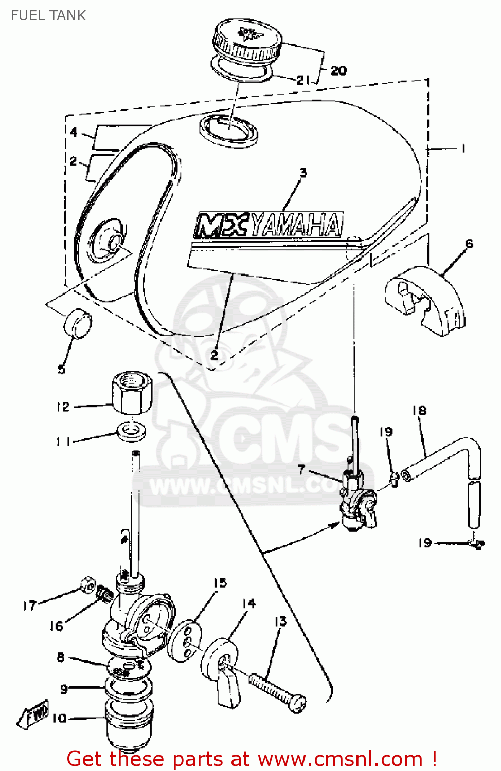 Yamaha MX80 1981 (B) USA FUEL TANK - buy original FUEL TANK spares online