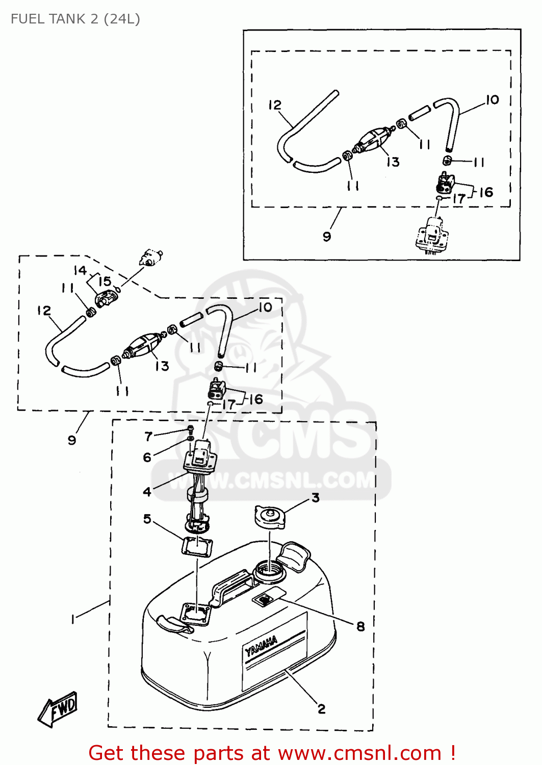 Yamaha OUTBOARD RIGGING 1994-1996 FUEL TANK 2 (24L) - buy original FUEL ...