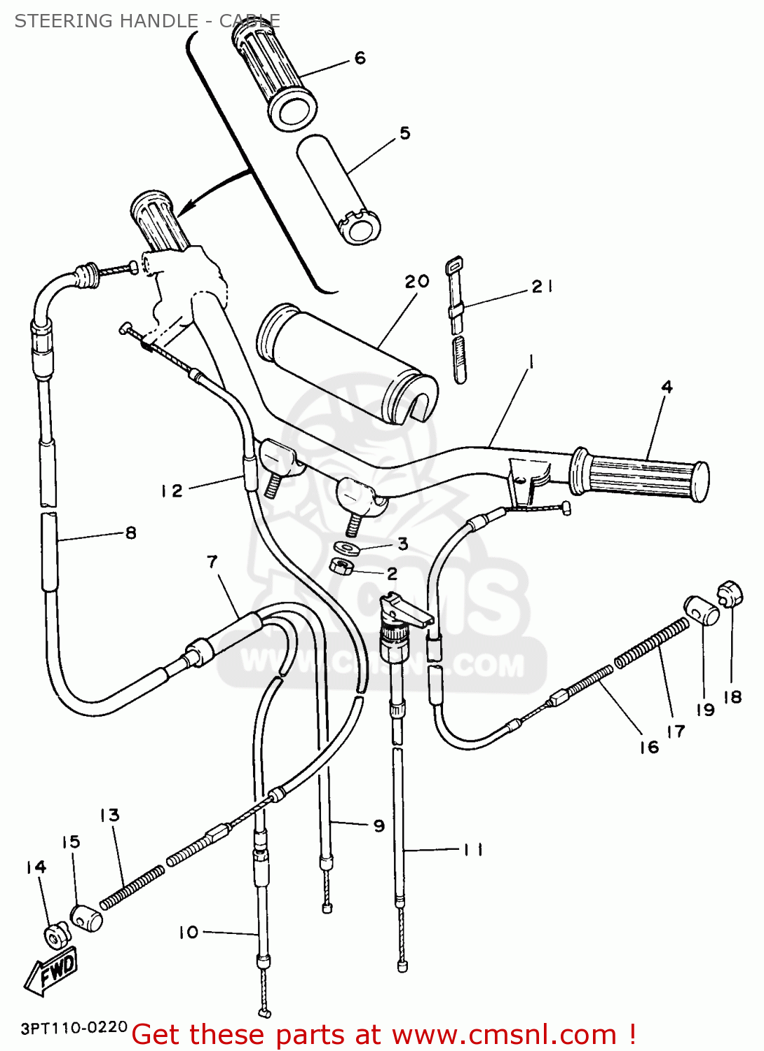 Yamaha Pw50-1 1997 (v) Usa Steering Handle - Cable - Buy Original 