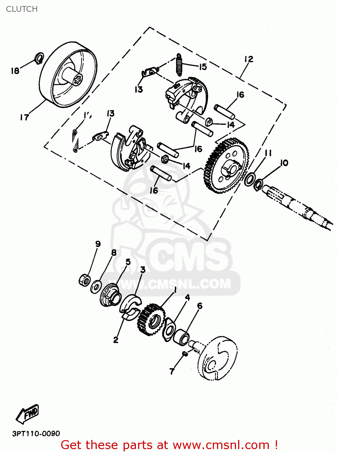 Yamaha PW501 1998 (W) USA CLUTCH buy original CLUTCH spares online