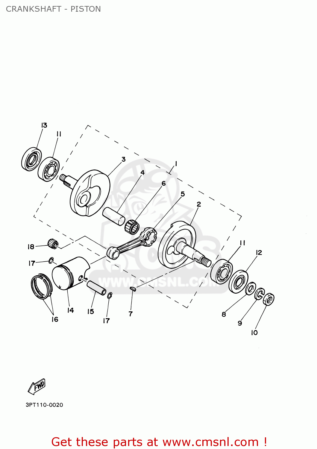 Yamaha PW501 2000 (Y) USA CRANKSHAFT PISTON buy original